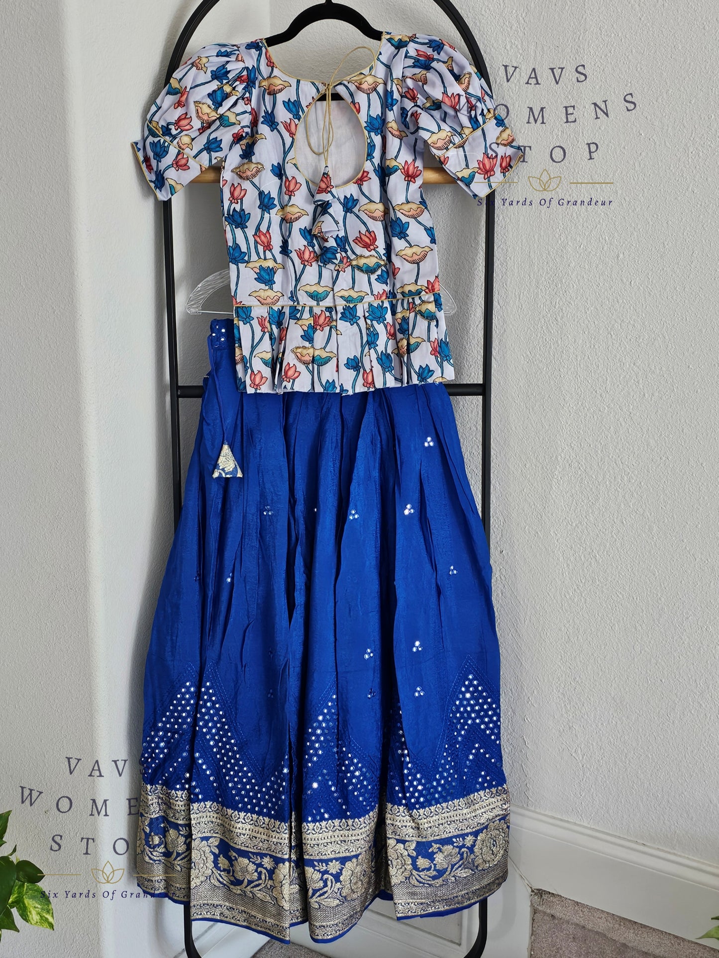 Foil Mirror Georgette Lehenga/Blouse Set