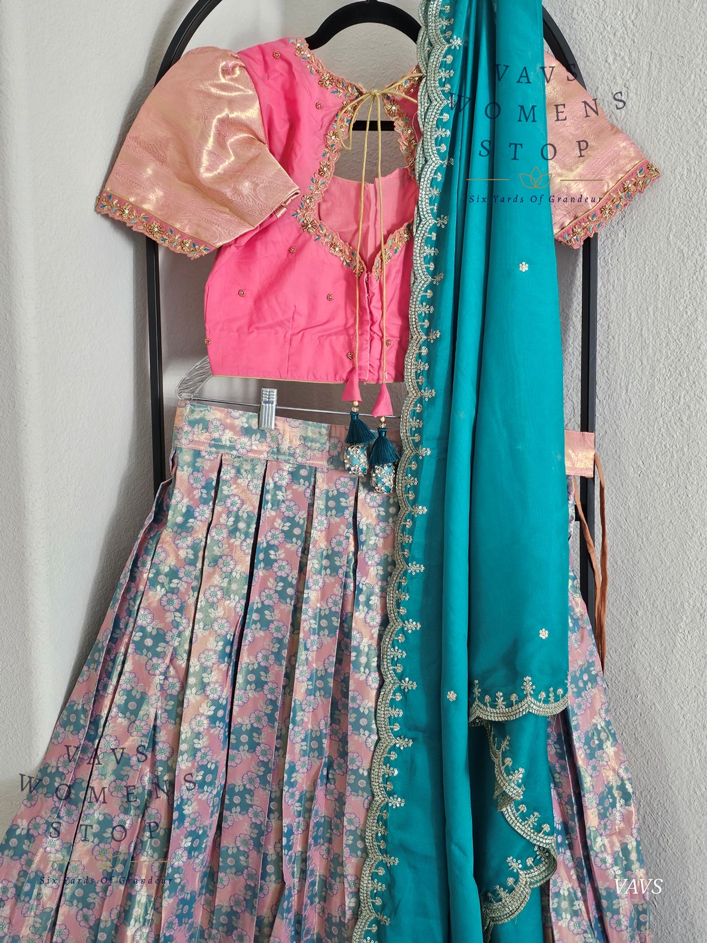 Semi Kanchi Half Saree Set – Traditional South Indian Lehenga for Women | Bridal & Festive Wear | Ready to Ship USA