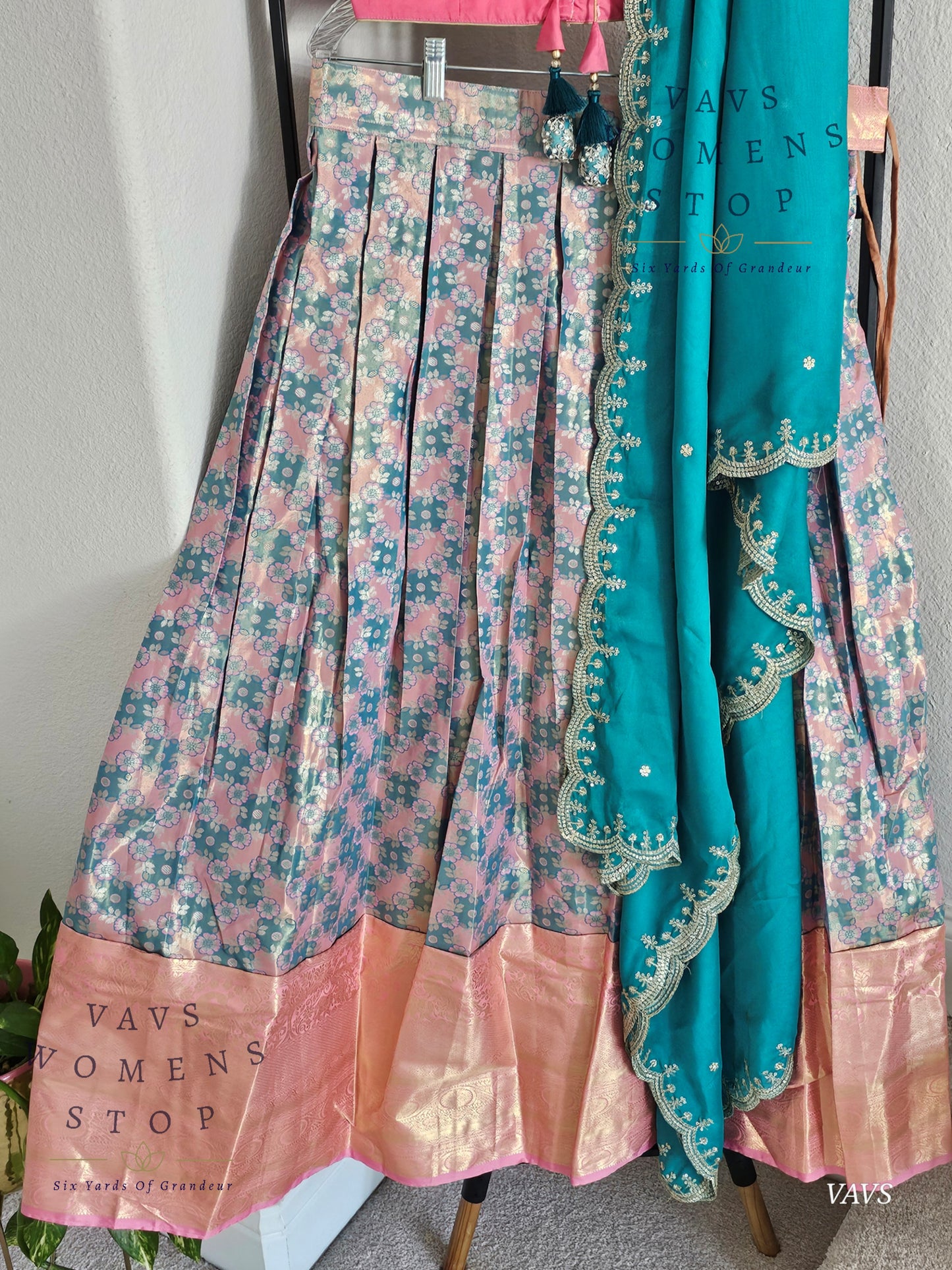 Semi Kanchi Half Saree Set – Traditional South Indian Lehenga for Women | Bridal & Festive Wear | Ready to Ship USA