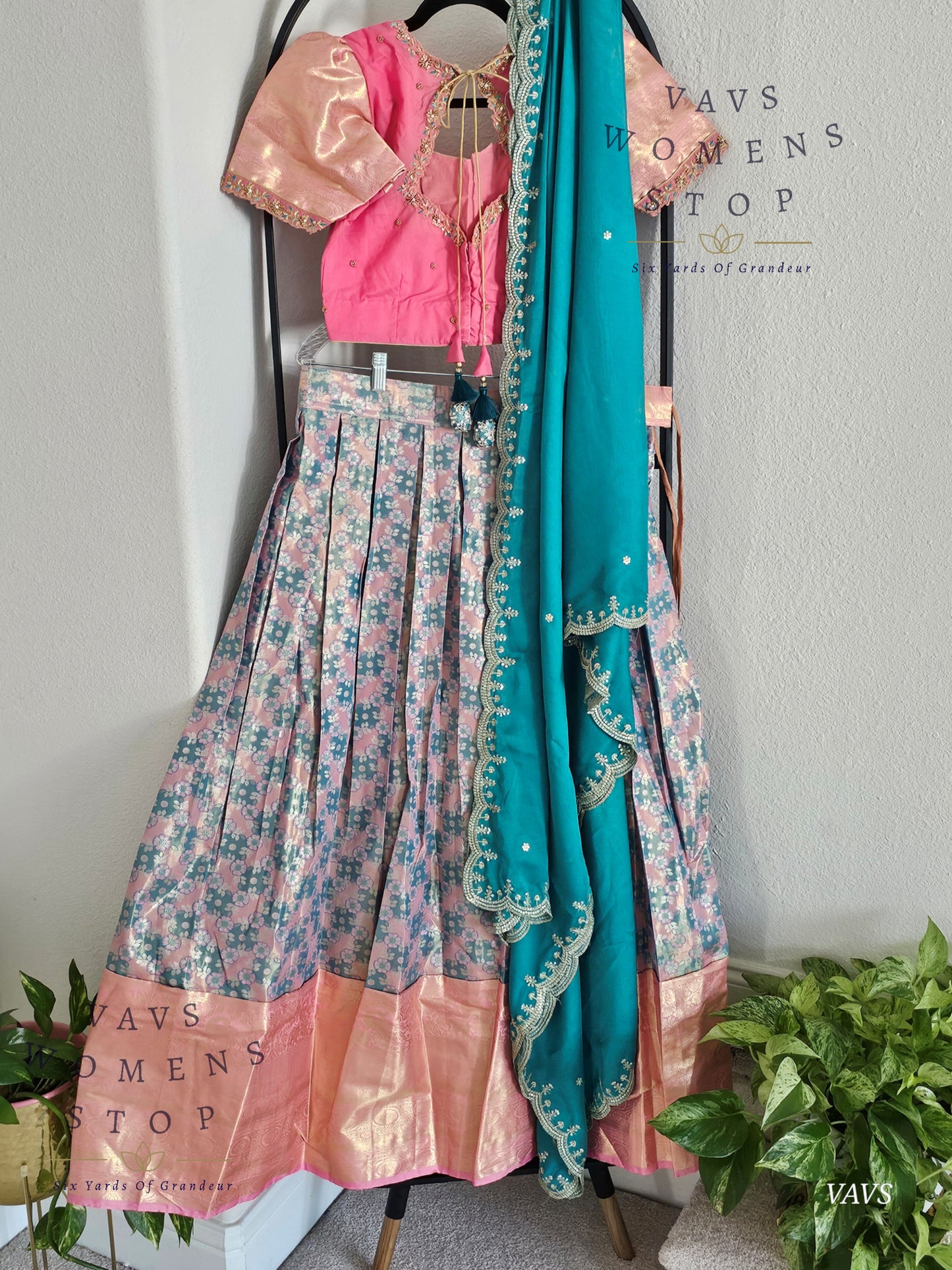 Semi Kanchi Half Saree Set – Traditional South Indian Lehenga for Women | Bridal & Festive Wear | Ready to Ship USA