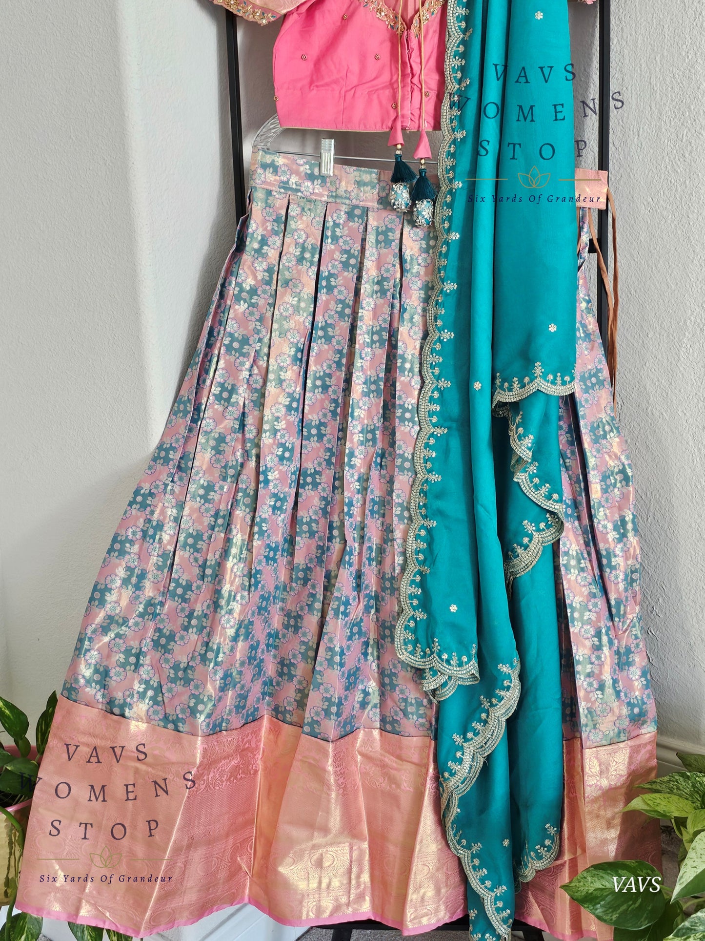 Semi Kanchi Half Saree Set – Traditional South Indian Lehenga for Women | Bridal & Festive Wear | Ready to Ship USA