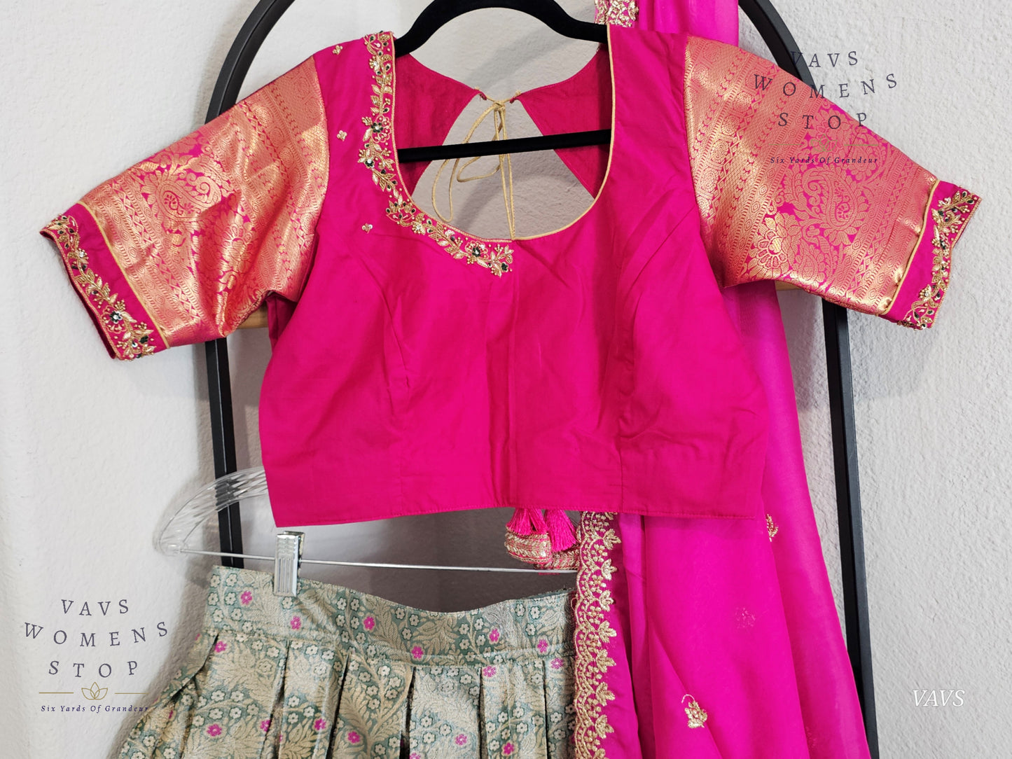 Semi Kanchi Half Saree Set – Traditional South Indian Lehenga for Women | Bridal & Festive Wear | Ready to Ship USA