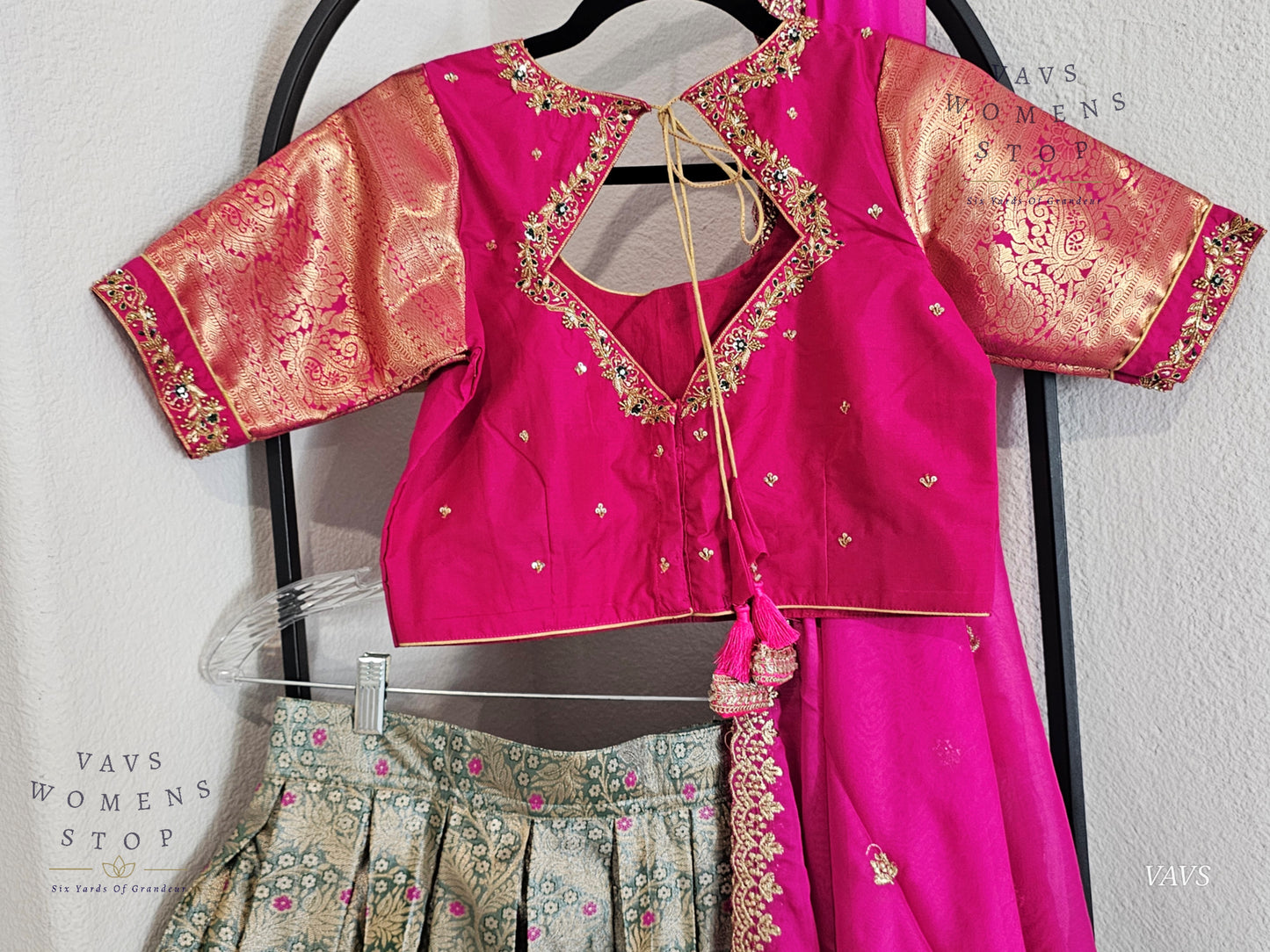 Semi Kanchi Half Saree Set – Traditional South Indian Lehenga for Women | Bridal & Festive Wear | Ready to Ship USA
