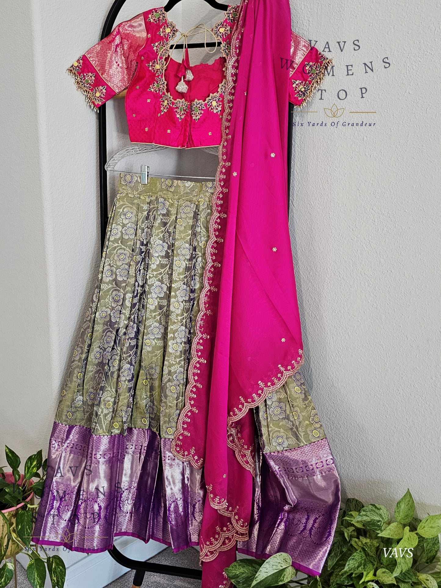 Pure Kanchi Pattu Silk Traditional Half Saree Set