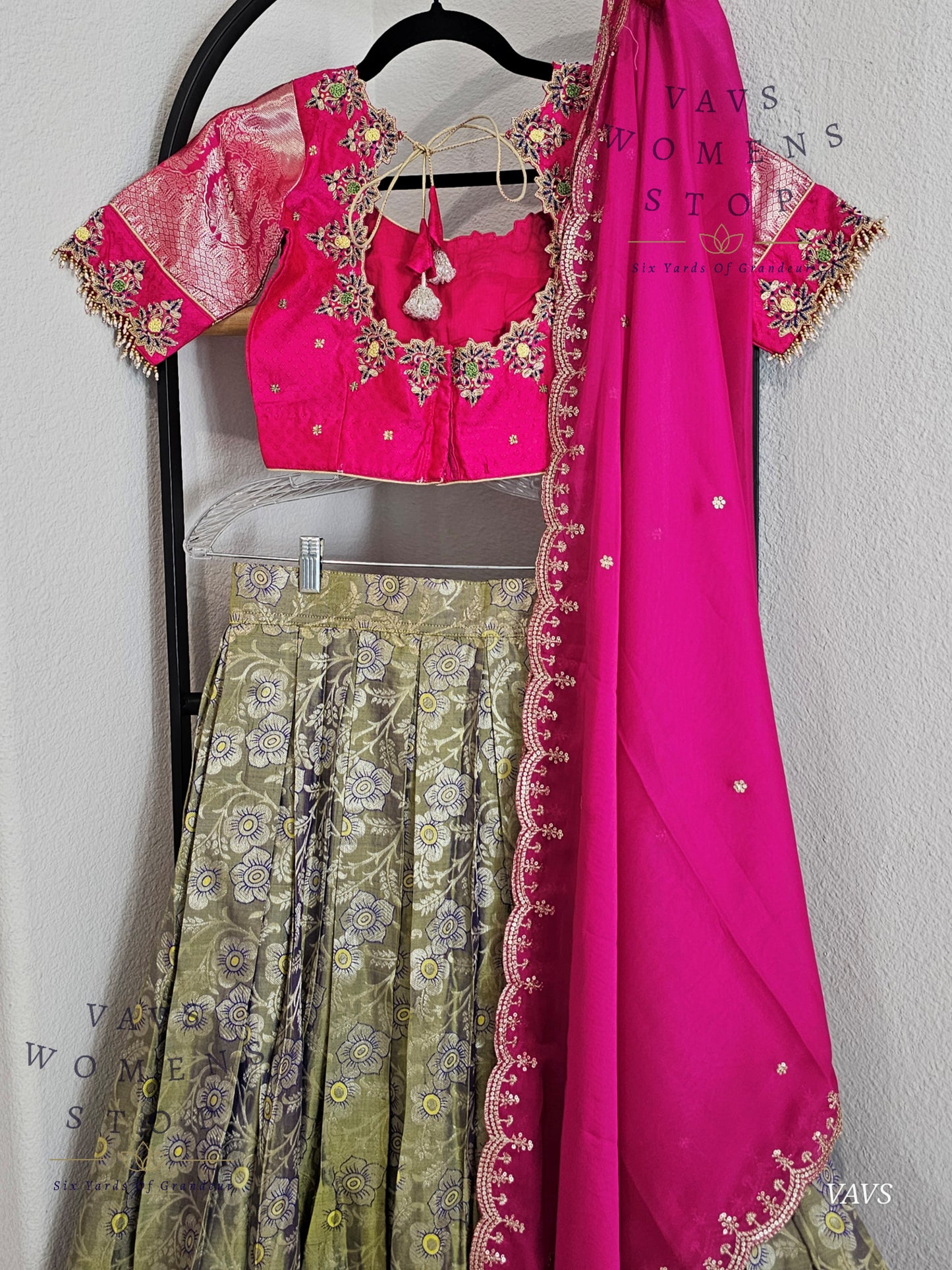 Pure Kanchi Pattu Silk Traditional Half Saree Set