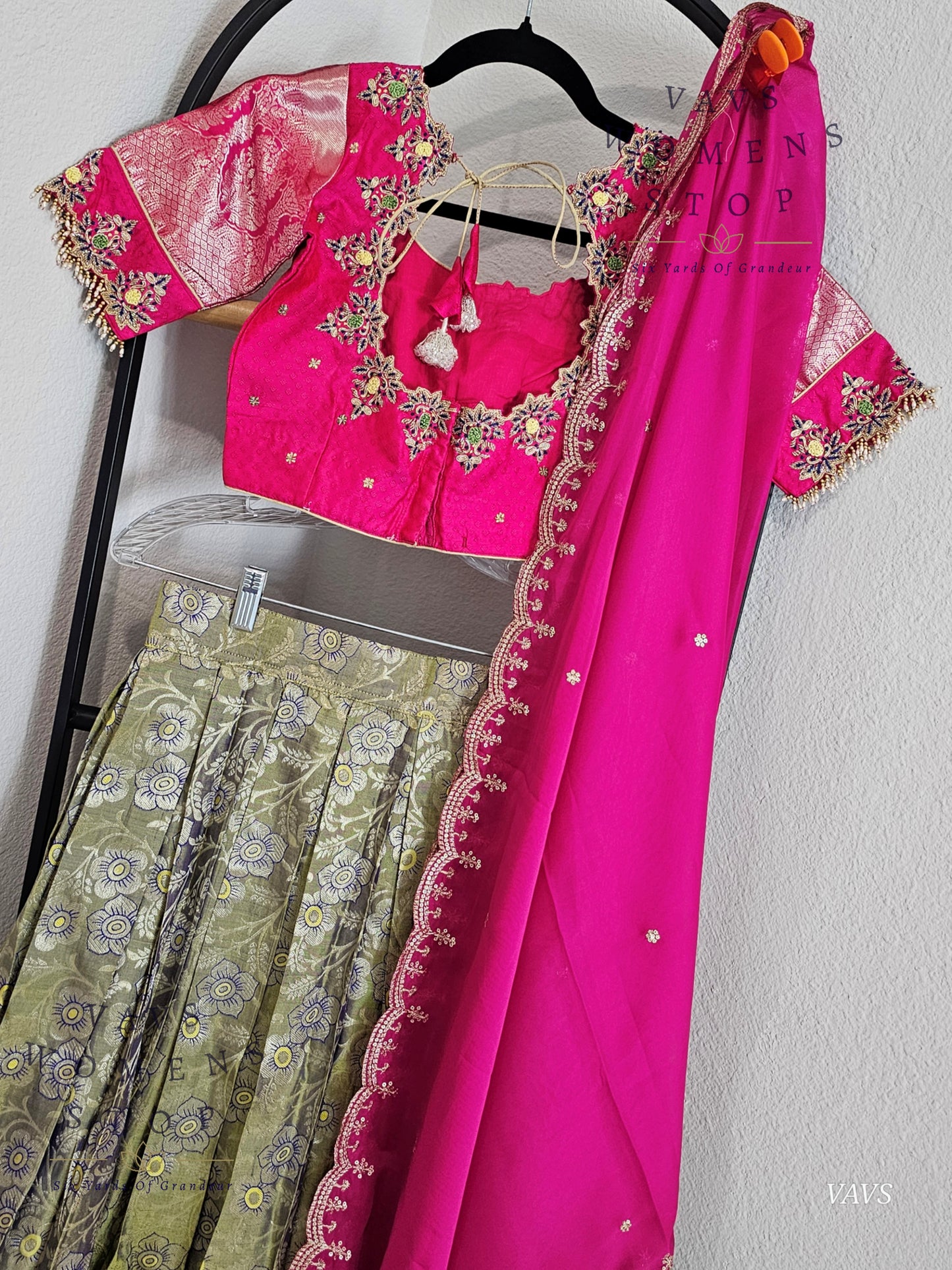 Pure Kanchi Pattu Silk Traditional Half Saree Set