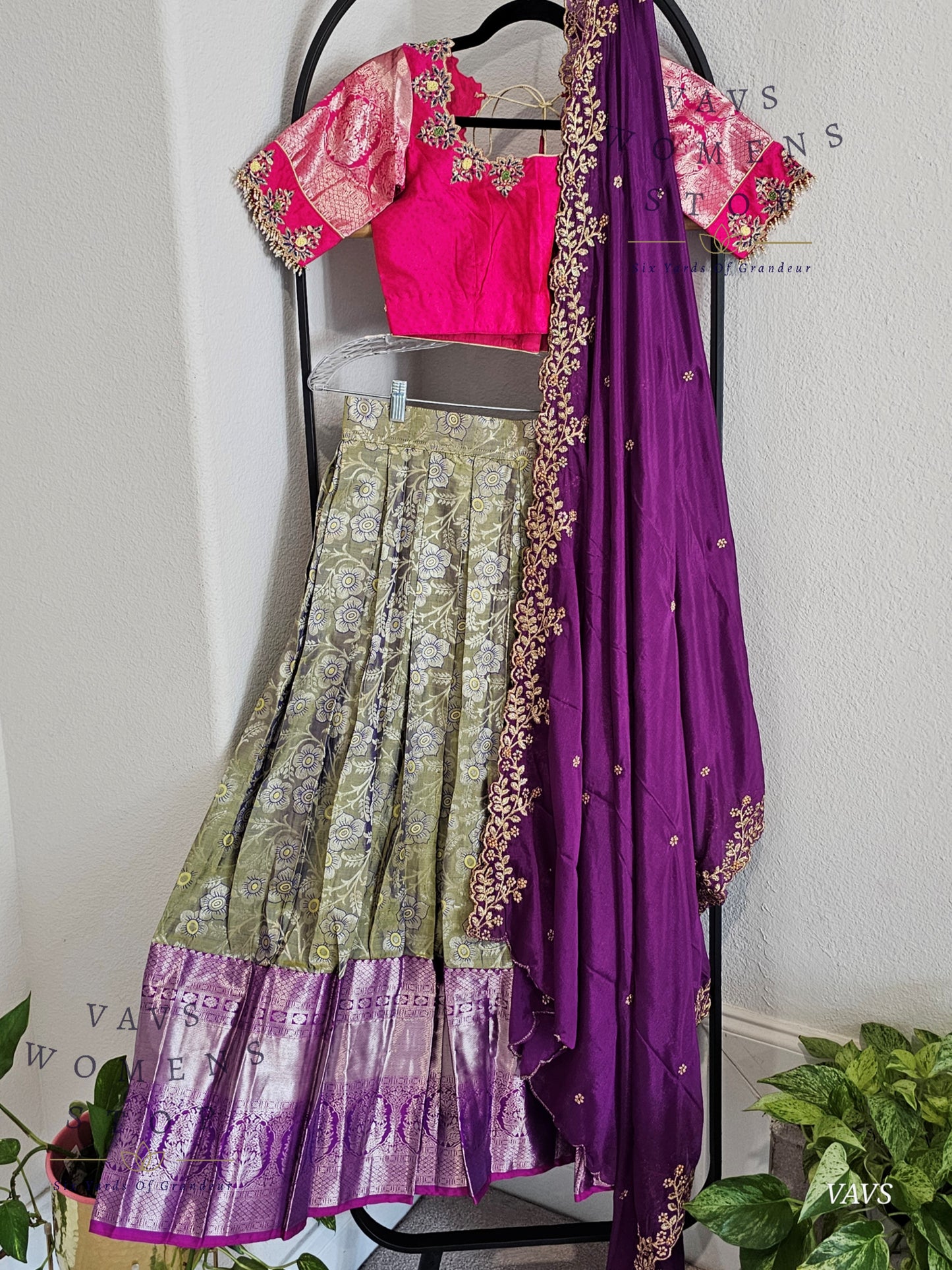 Pure Kanchi Pattu Silk Traditional Half Saree Set