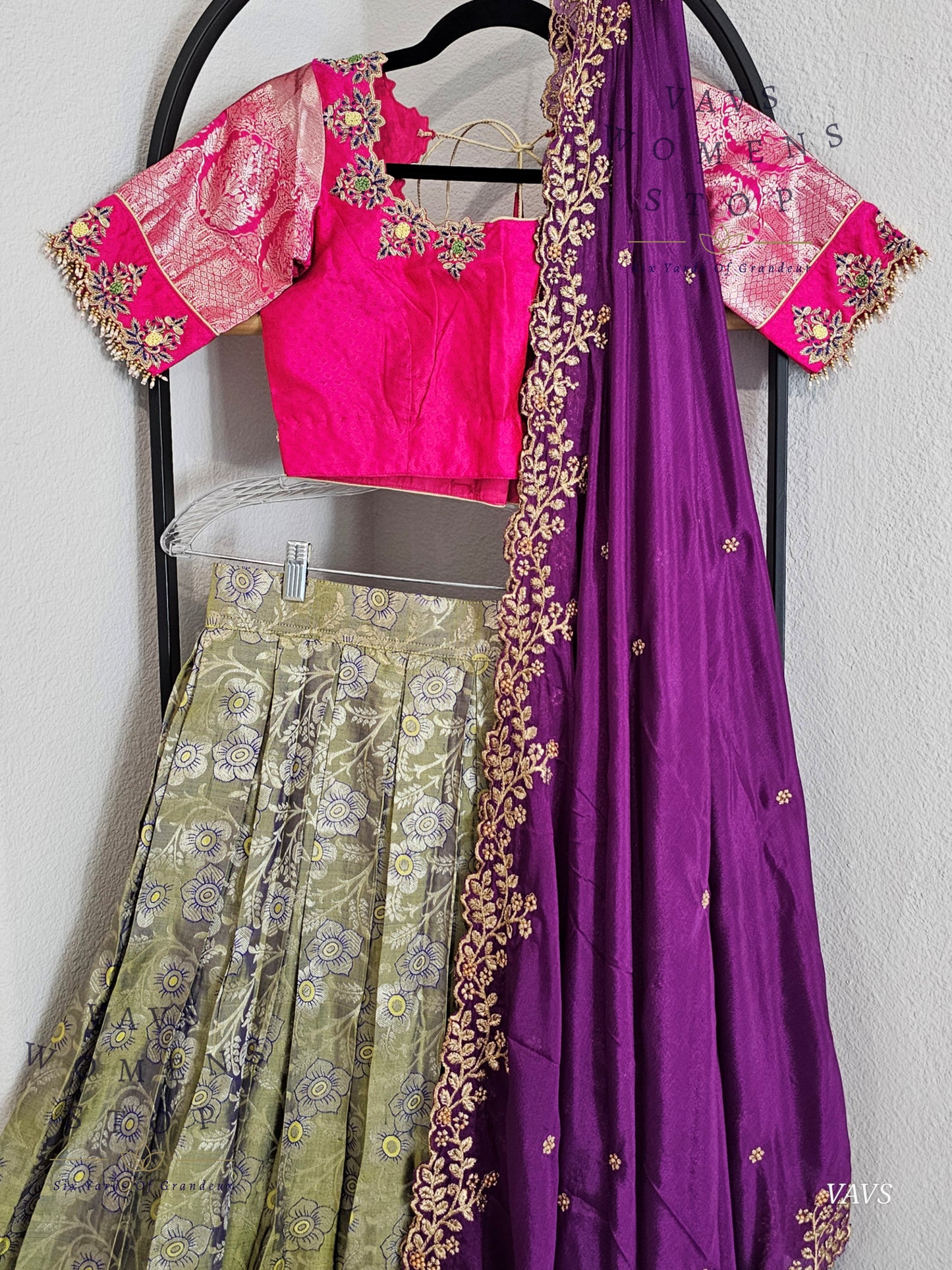 Pure Kanchi Pattu Silk Traditional Half Saree Set