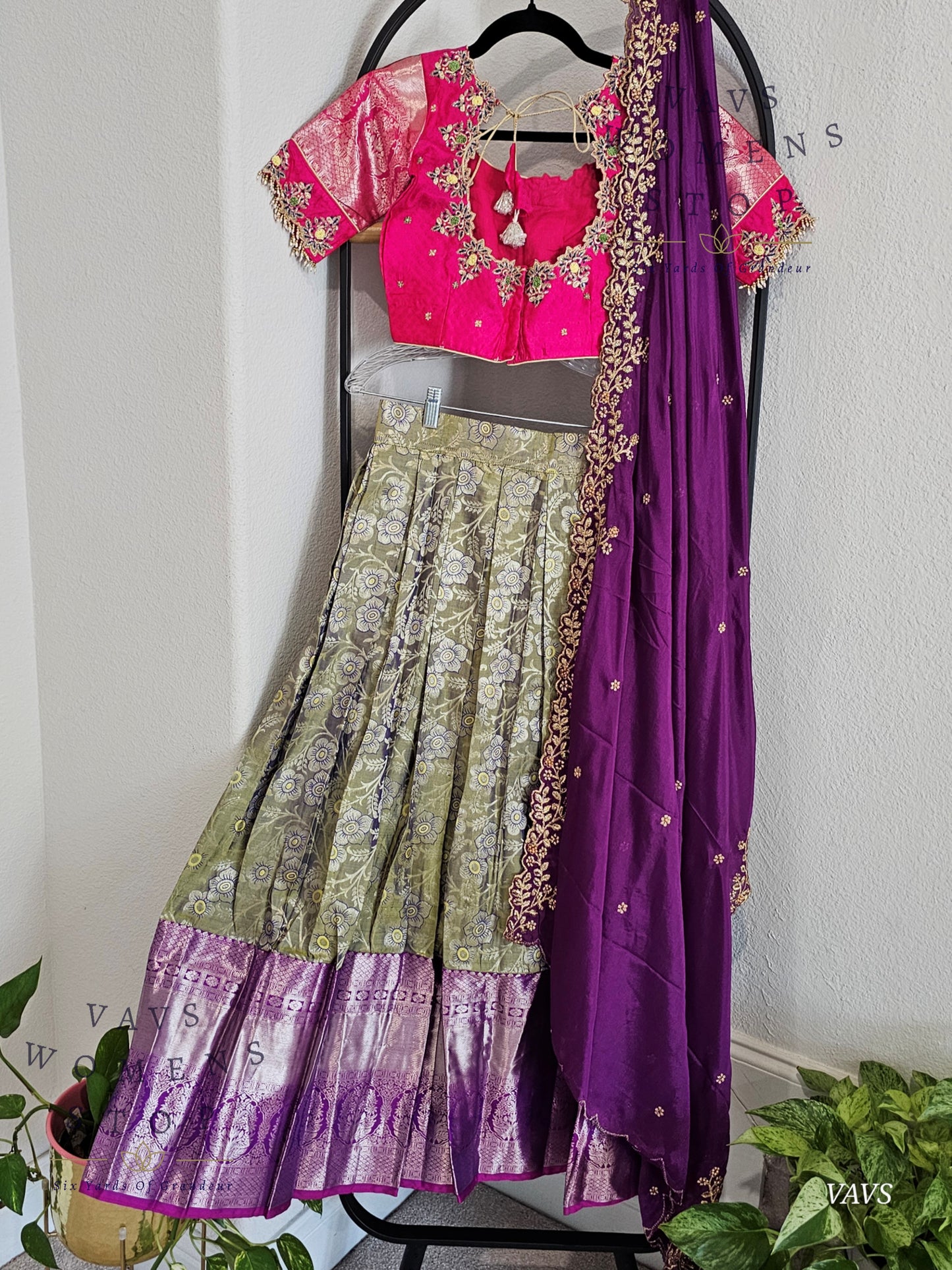 Pure Kanchi Pattu Silk Traditional Half Saree Set