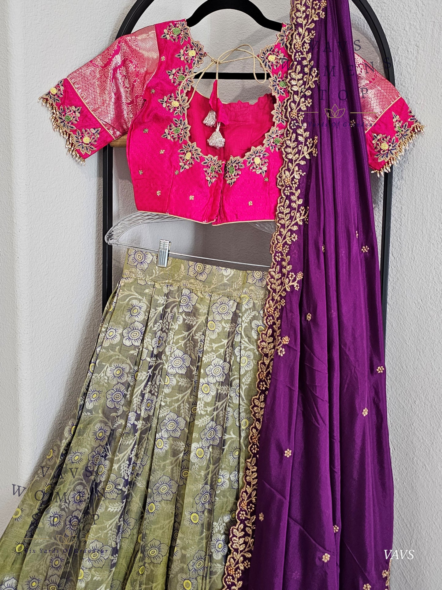 Pure Kanchi Pattu Silk Traditional Half Saree Set