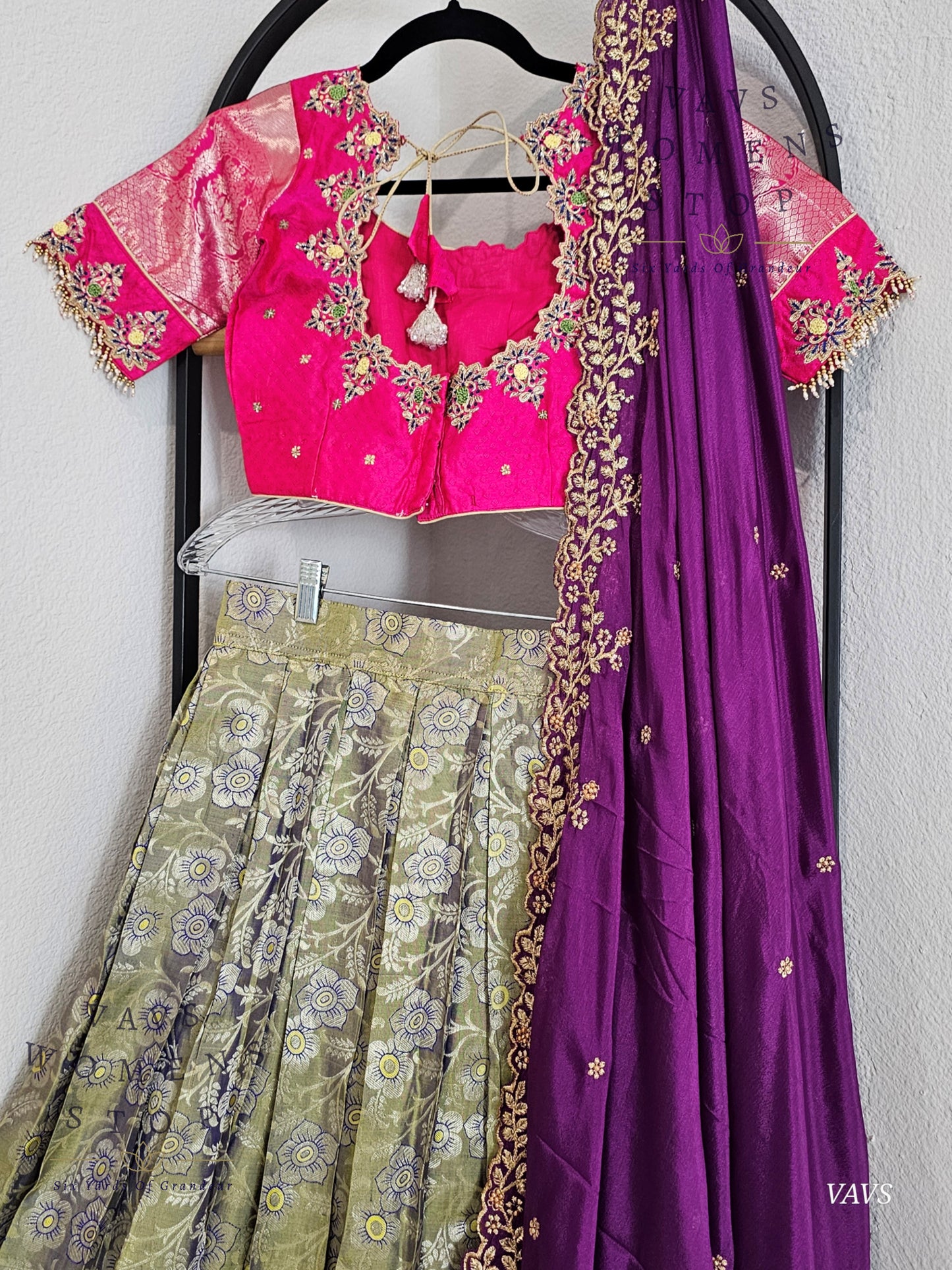 Pure Kanchi Pattu Silk Traditional Half Saree Set