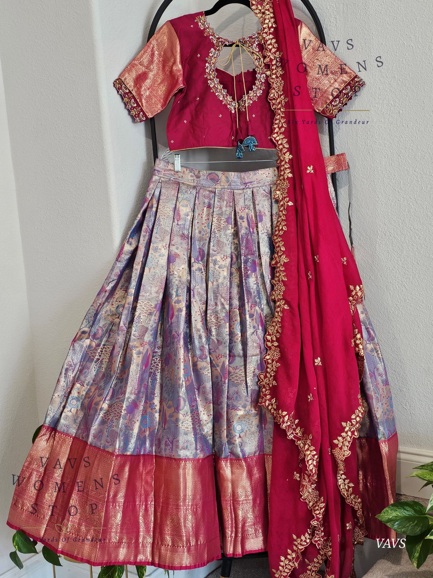 Semi Kanchi Half Saree Set – Traditional South Indian Lehenga for Women | Bridal & Festive Wear | Ready to Ship USA