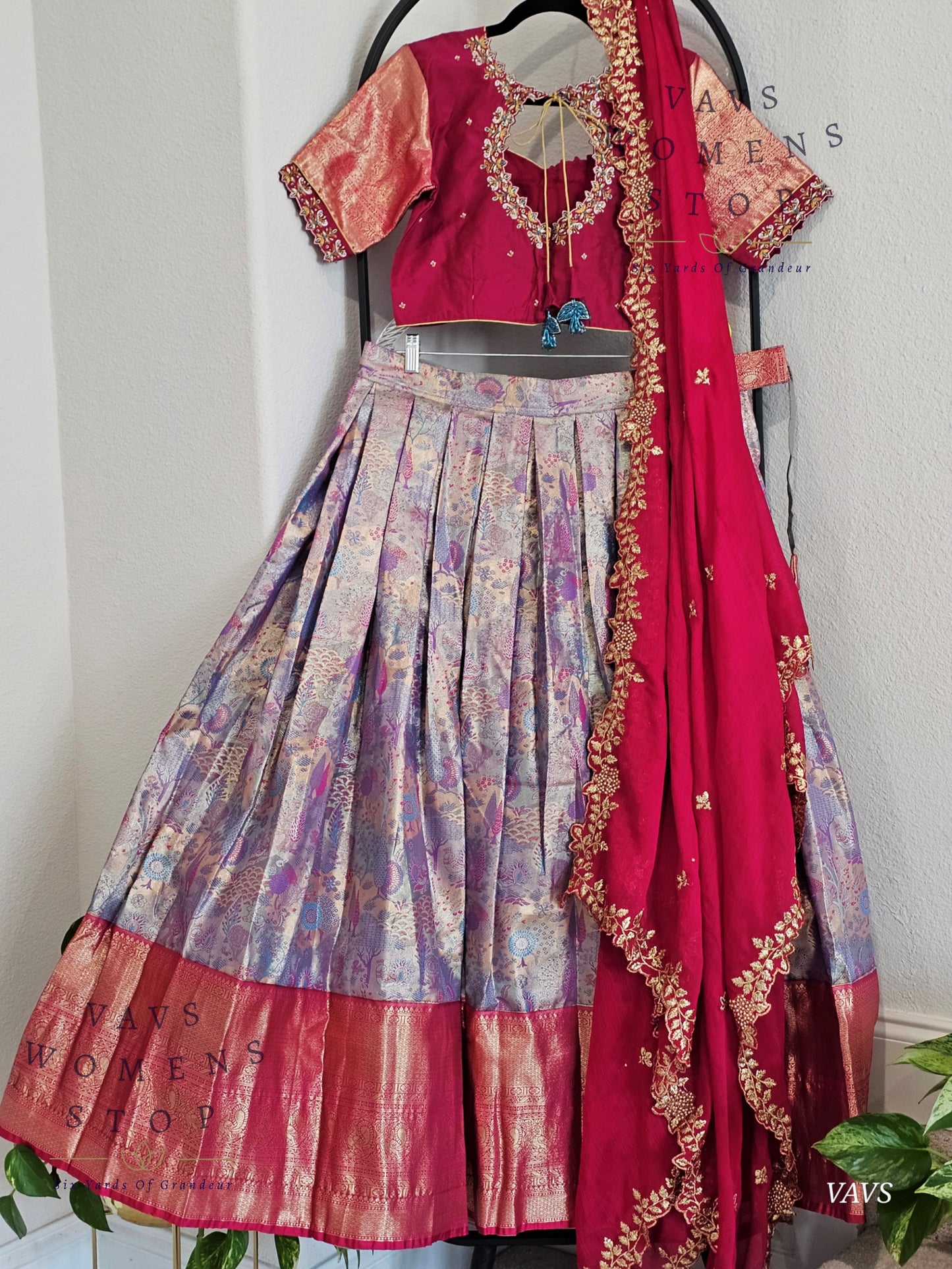 Semi Kanchi Half Saree Set – Traditional South Indian Lehenga for Women | Bridal & Festive Wear | Ready to Ship USA