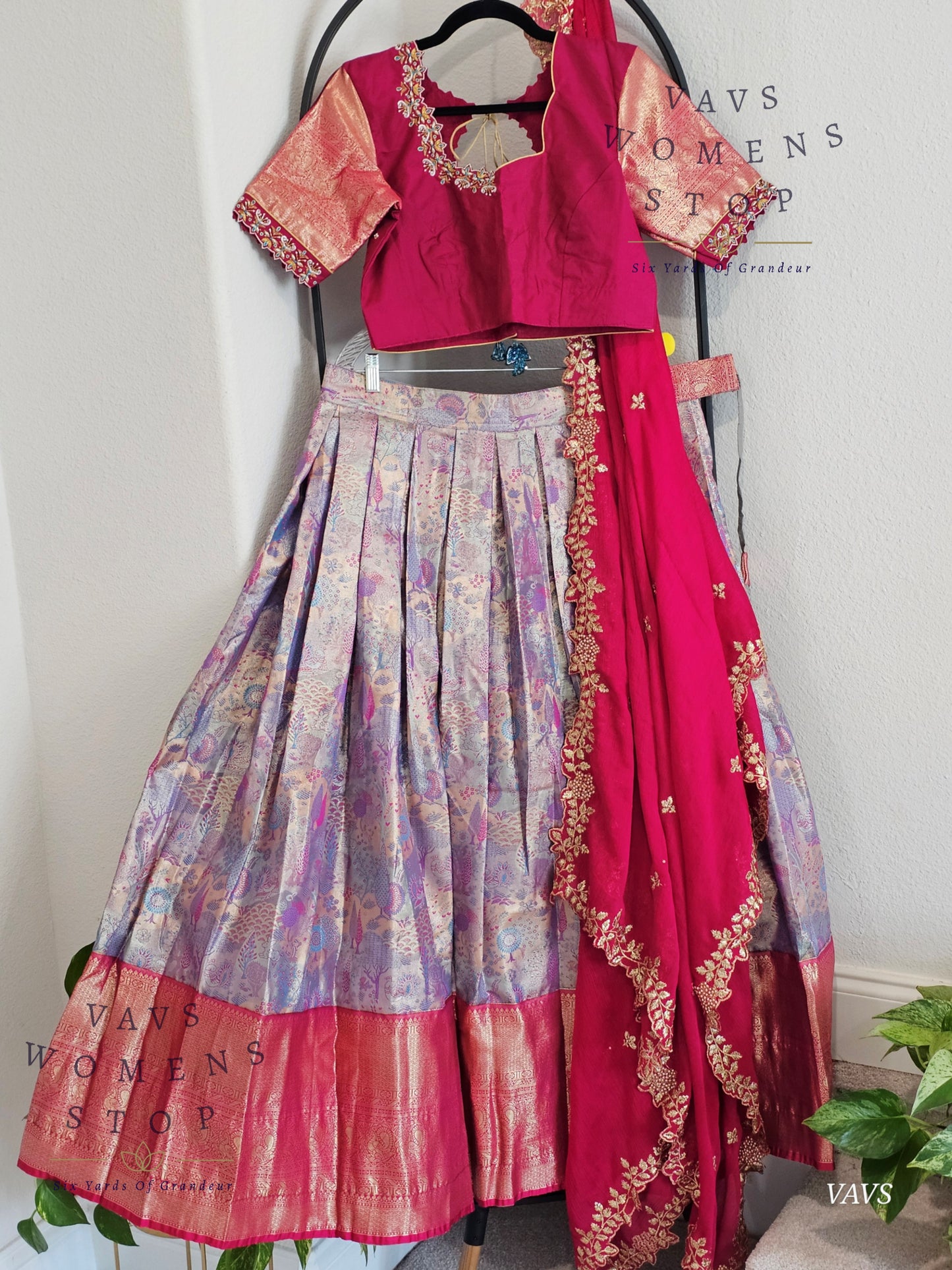 Semi Kanchi Half Saree Set – Traditional South Indian Lehenga for Women | Bridal & Festive Wear | Ready to Ship USA