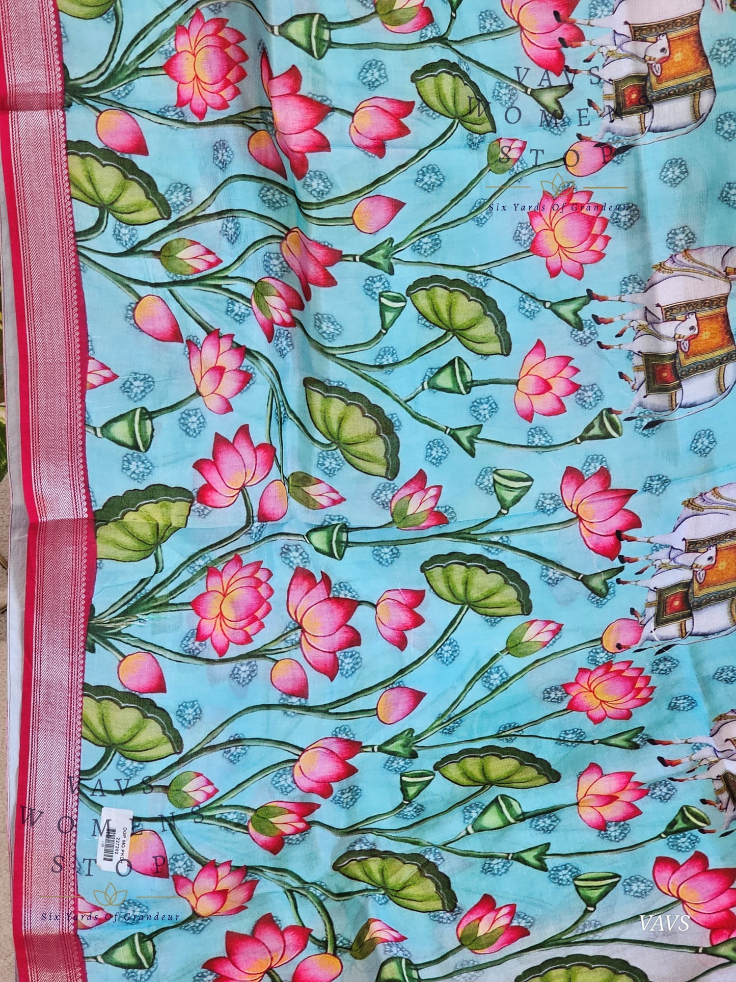 Pichwai Print Mangalagiri Silk Saree with Blouse