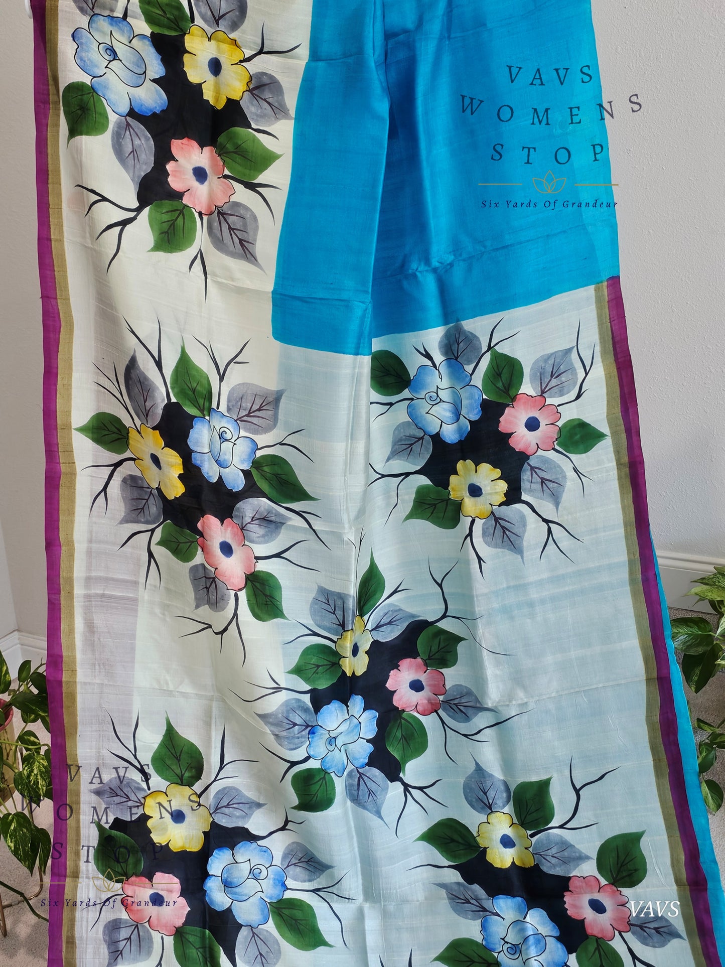 Exclusive Designer Pure Tussar Silk Saree with Puff Sleeves Blouse