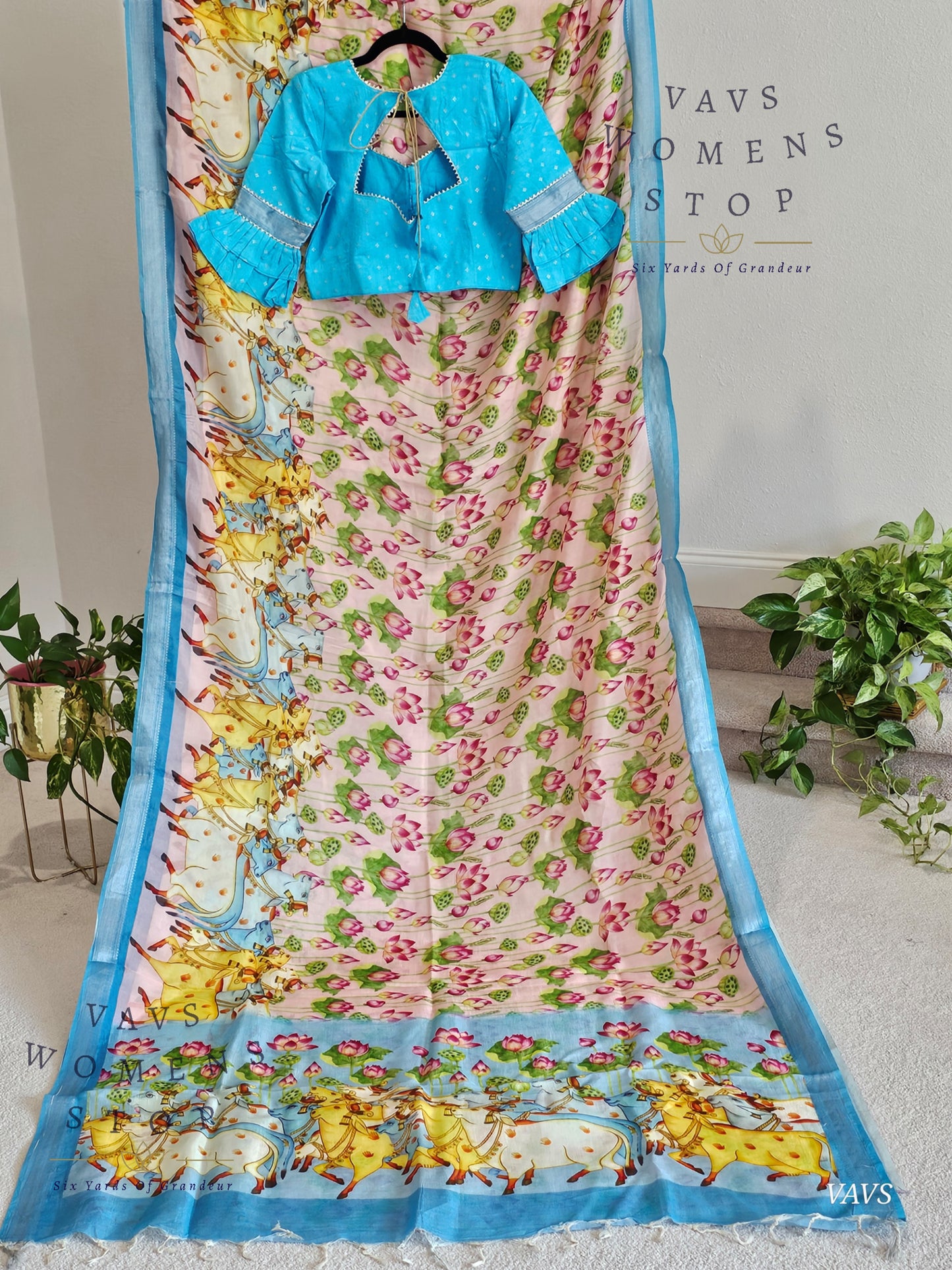 Pink Shade Pichwai Print Mangalagiri Silk Saree with Blouse