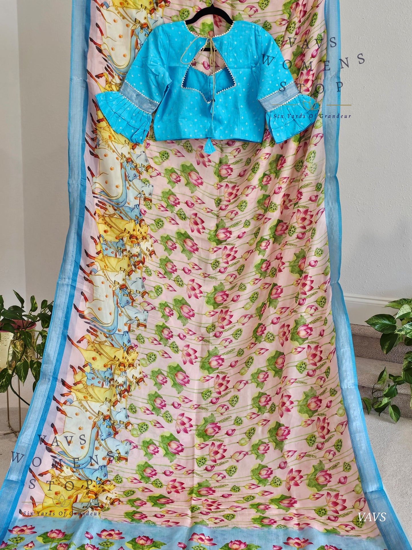 Pink Shade Pichwai Print Mangalagiri Silk Saree with Blouse