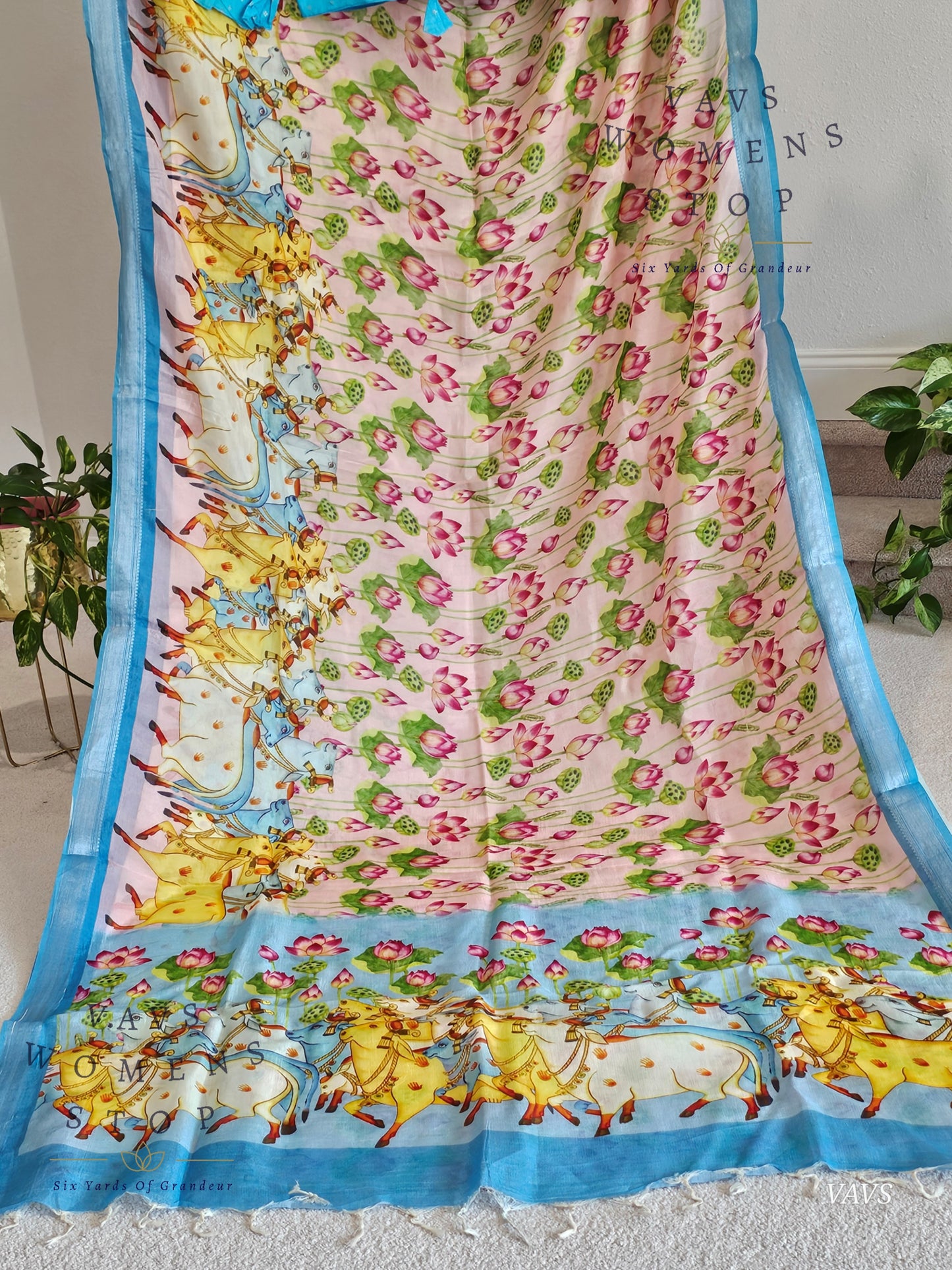 Pink Shade Pichwai Print Mangalagiri Silk Saree with Blouse