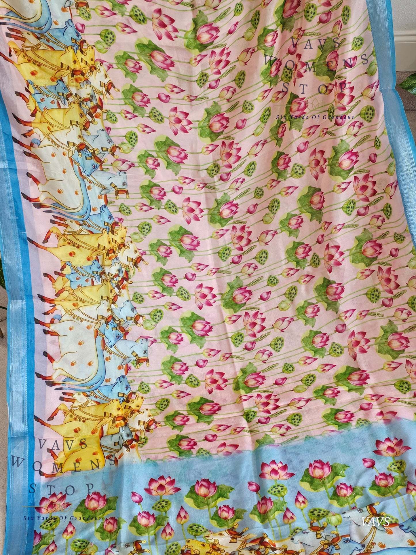 Pink Shade Pichwai Print Mangalagiri Silk Saree with Blouse