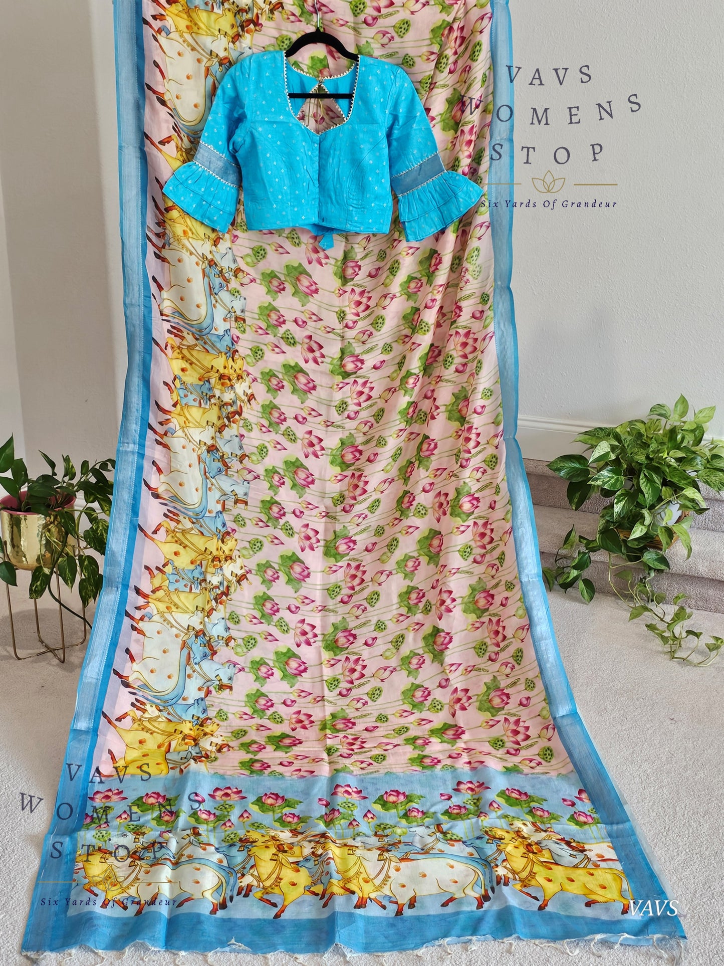 Pink Shade Pichwai Print Mangalagiri Silk Saree with Blouse