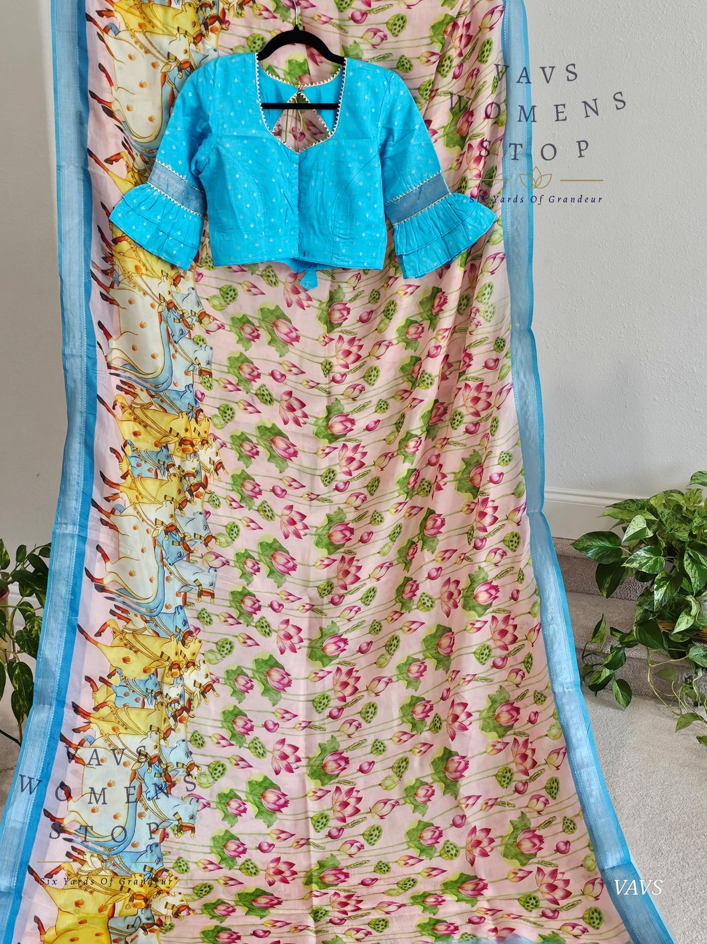 Pink Shade Pichwai Print Mangalagiri Silk Saree with Blouse