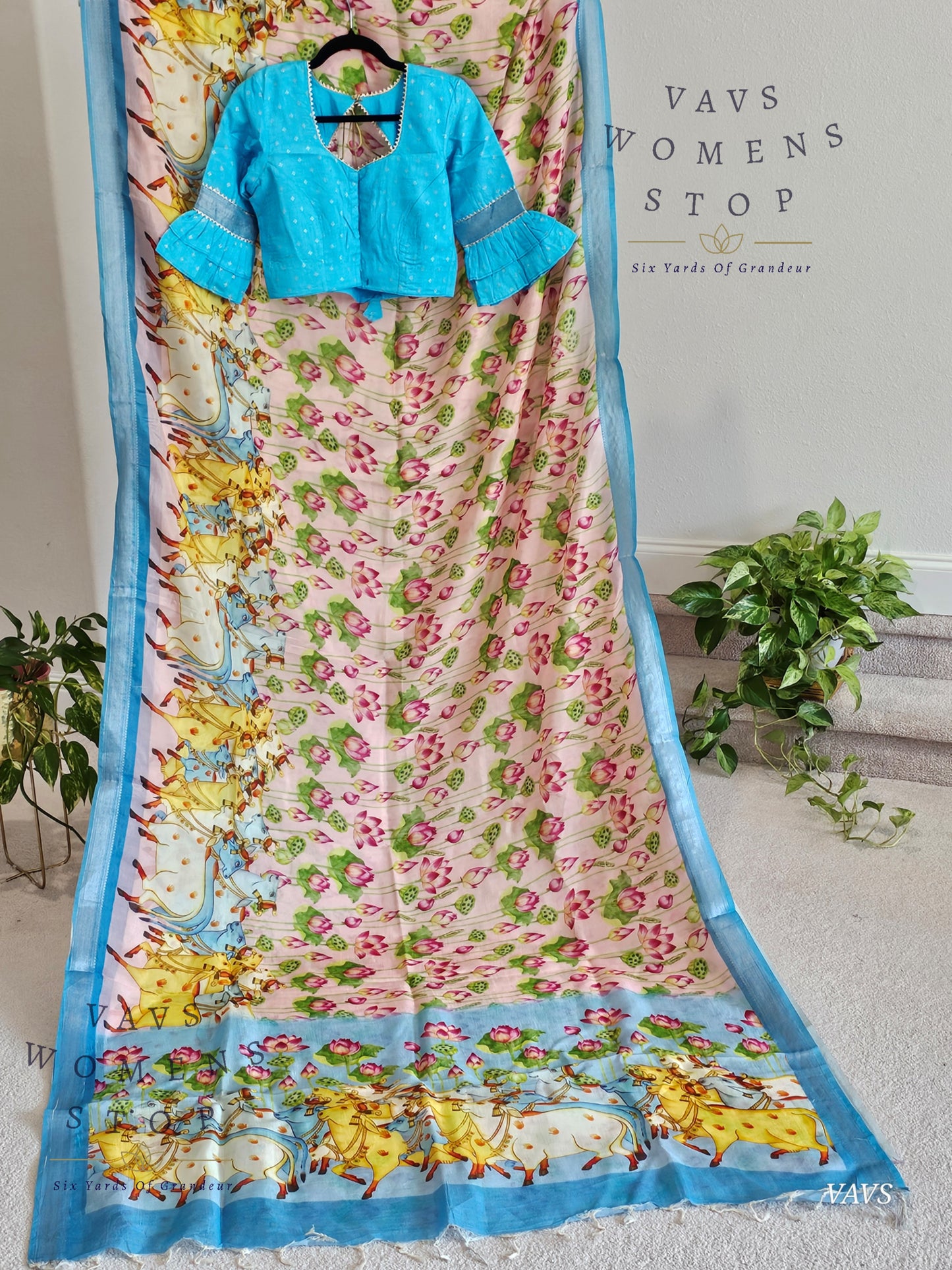 Pink Shade Pichwai Print Mangalagiri Silk Saree with Blouse
