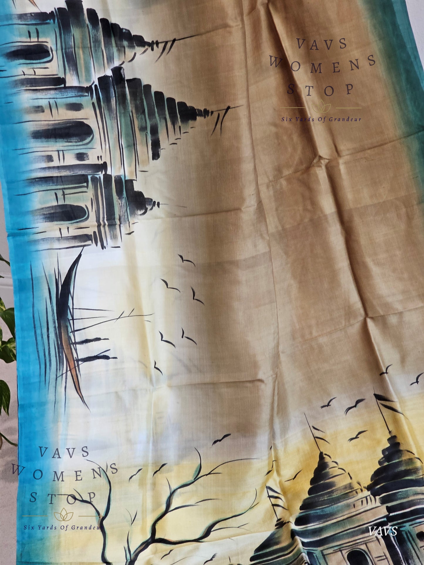 Exclusive Designer Pure Tussar Silk Saree with Puff Sleeves Blouse