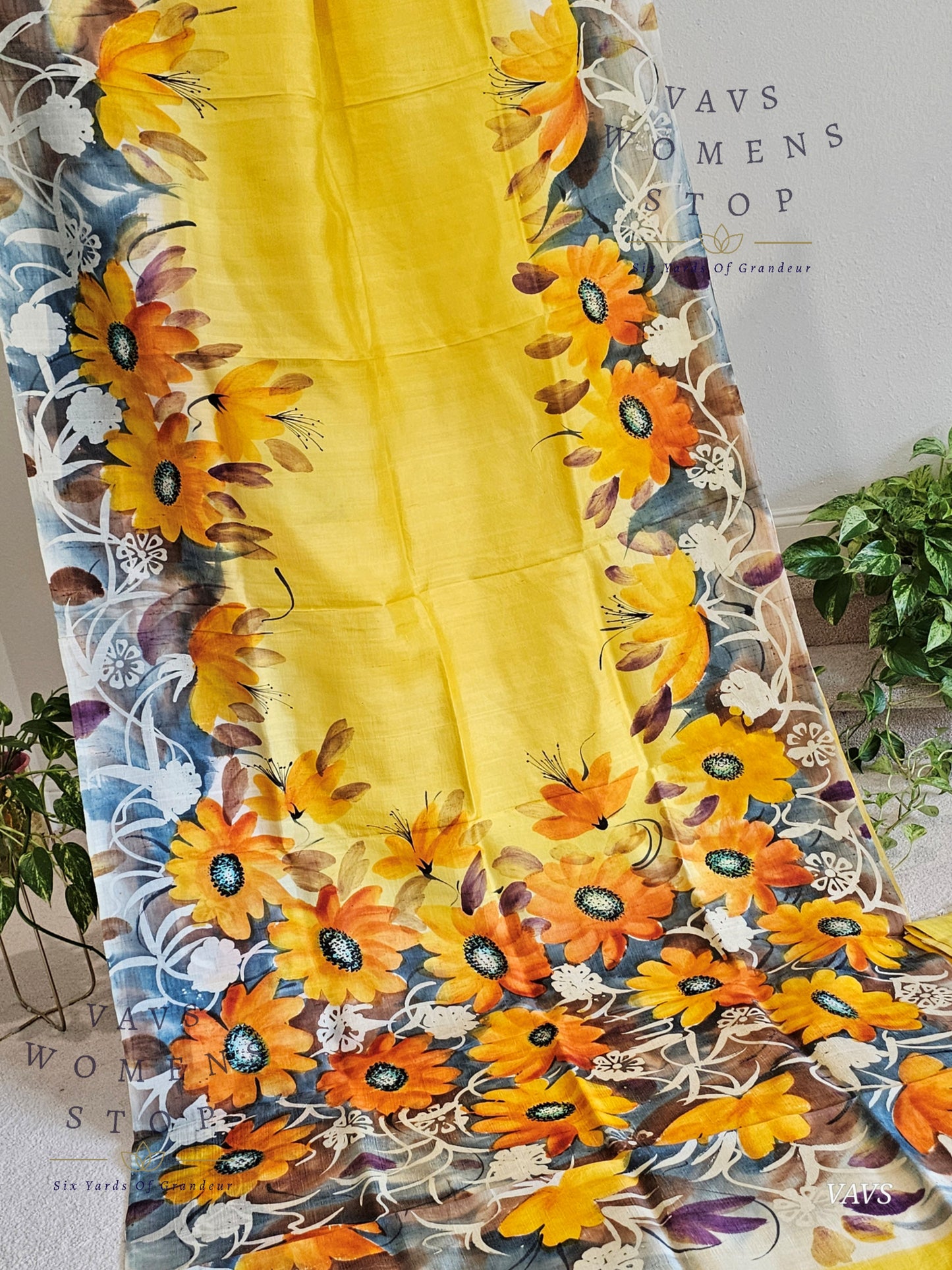 Exclusive Designer Pure Tussar Silk Saree with Puff Sleeves Blouse
