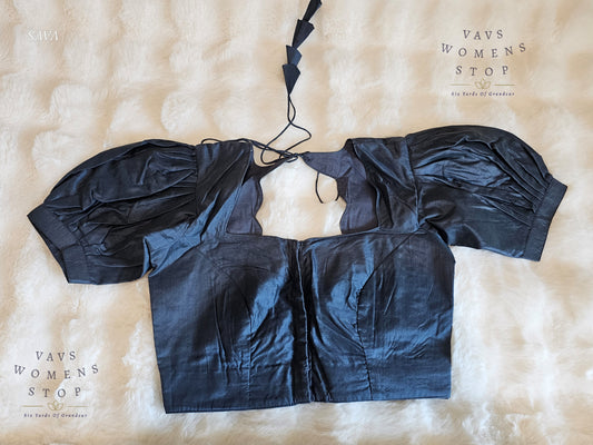 Gray Shade Puff Sleeves Blouse