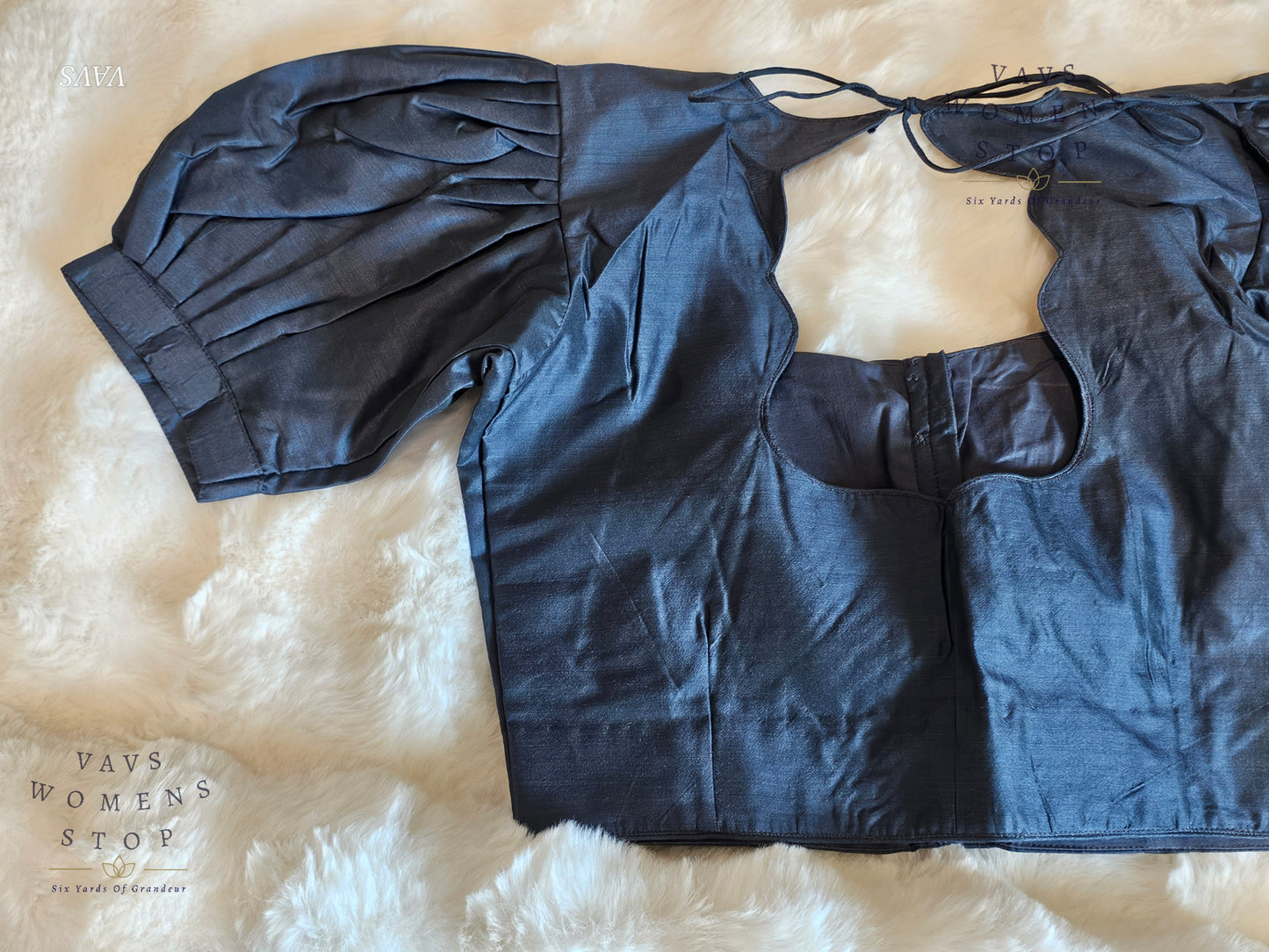 Gray Shade Puff Sleeves Blouse