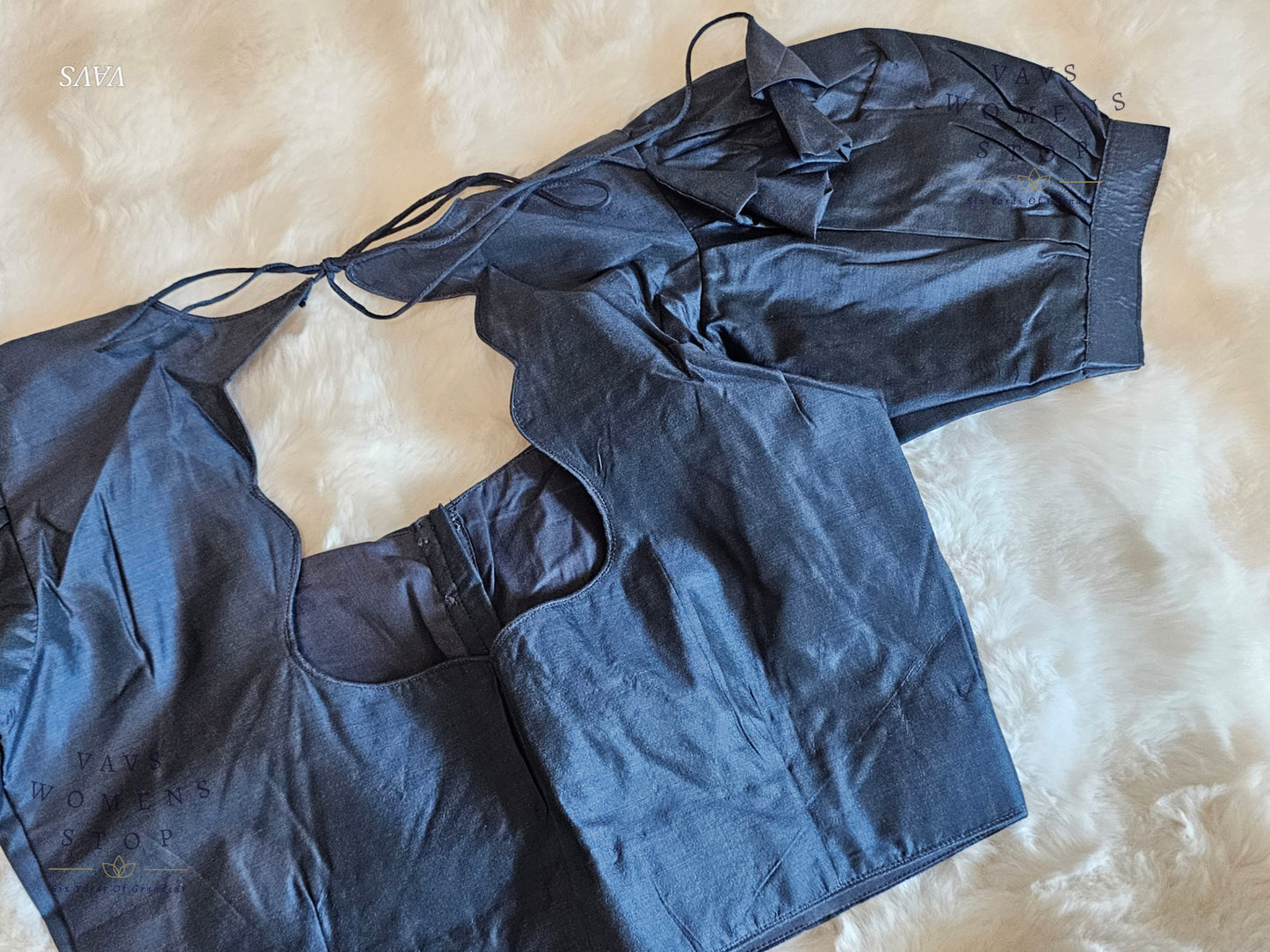 Gray Shade Puff Sleeves Blouse