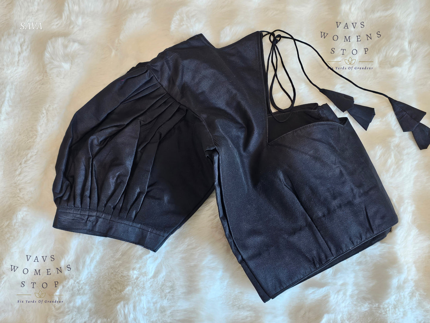 Black Puff Sleeves Blouse