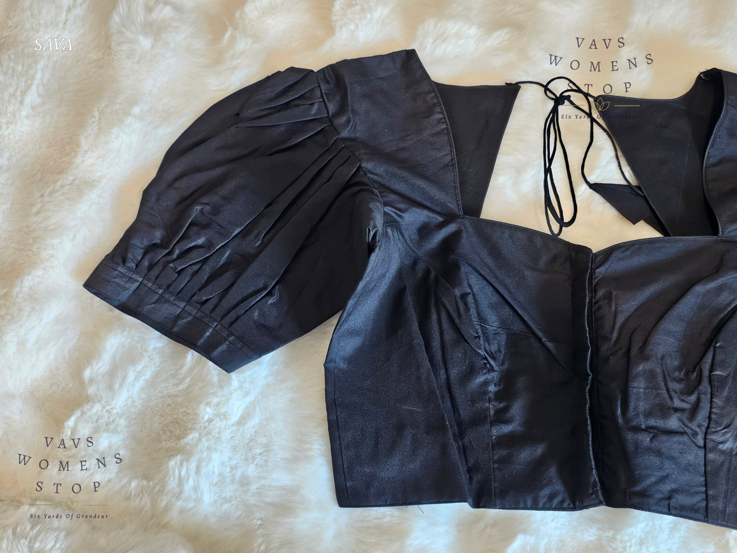 Black Puff Sleeves Blouse