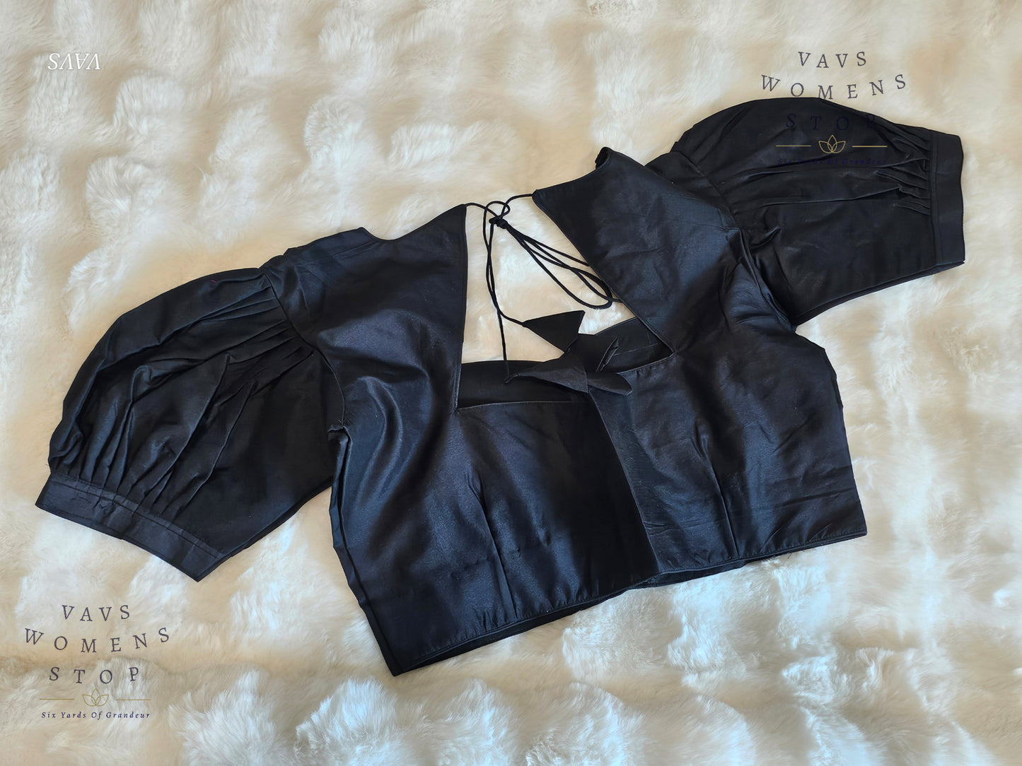 Black Puff Sleeves Blouse