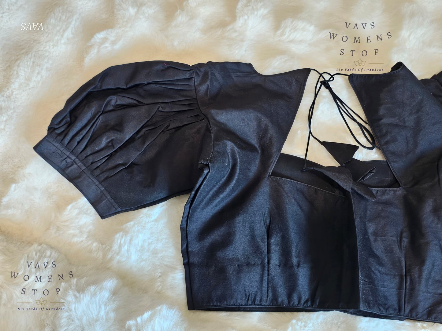 Black Puff Sleeves Blouse