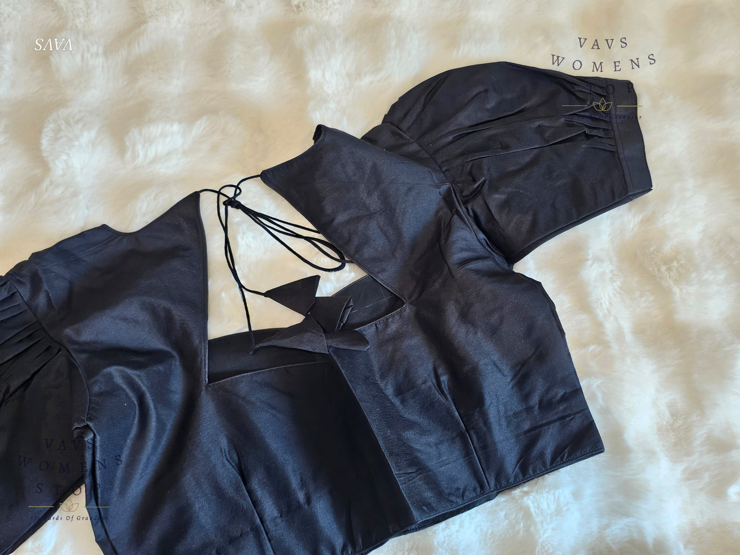 Black Puff Sleeves Blouse