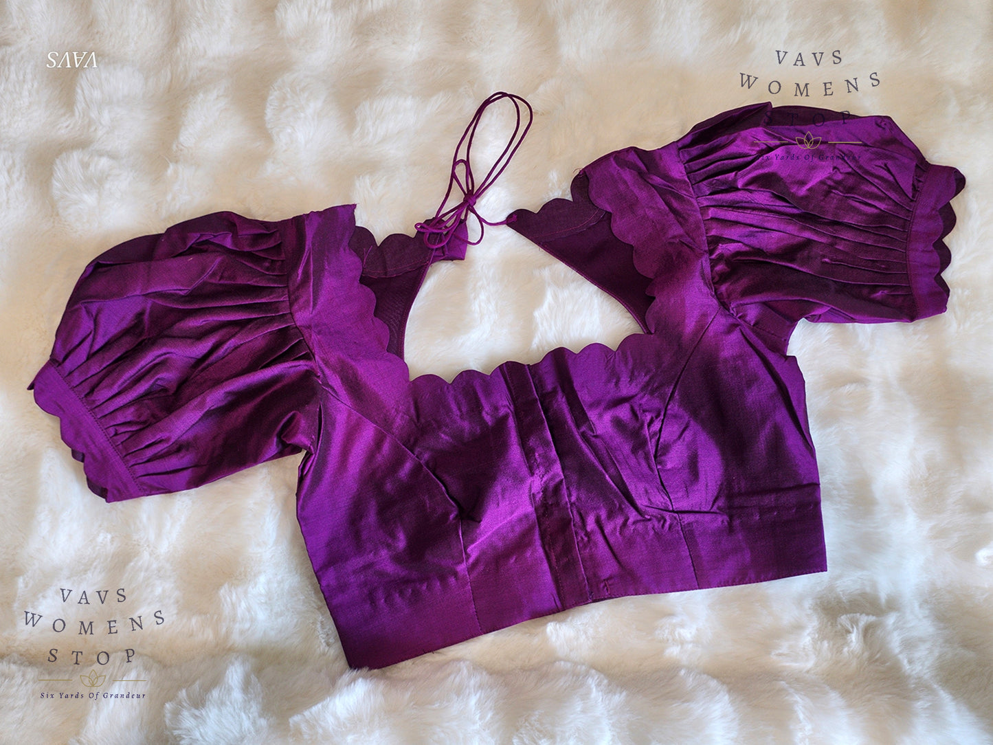 Purple Puff Sleeves Blouse