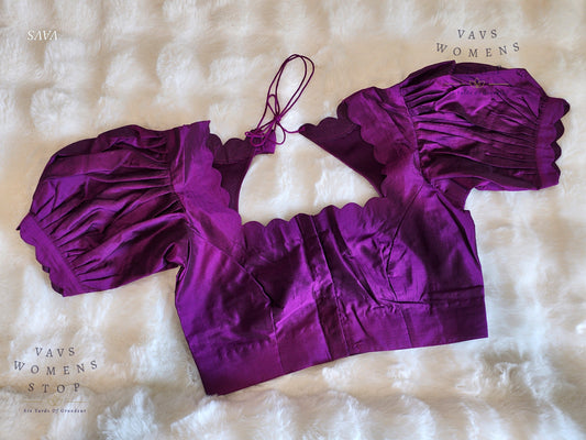 Purple Puff Sleeves Blouse