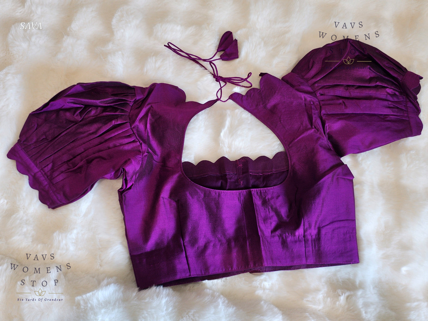 Purple Puff Sleeves Blouse
