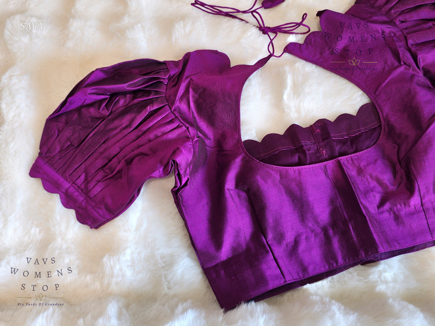 Purple Puff Sleeves Blouse