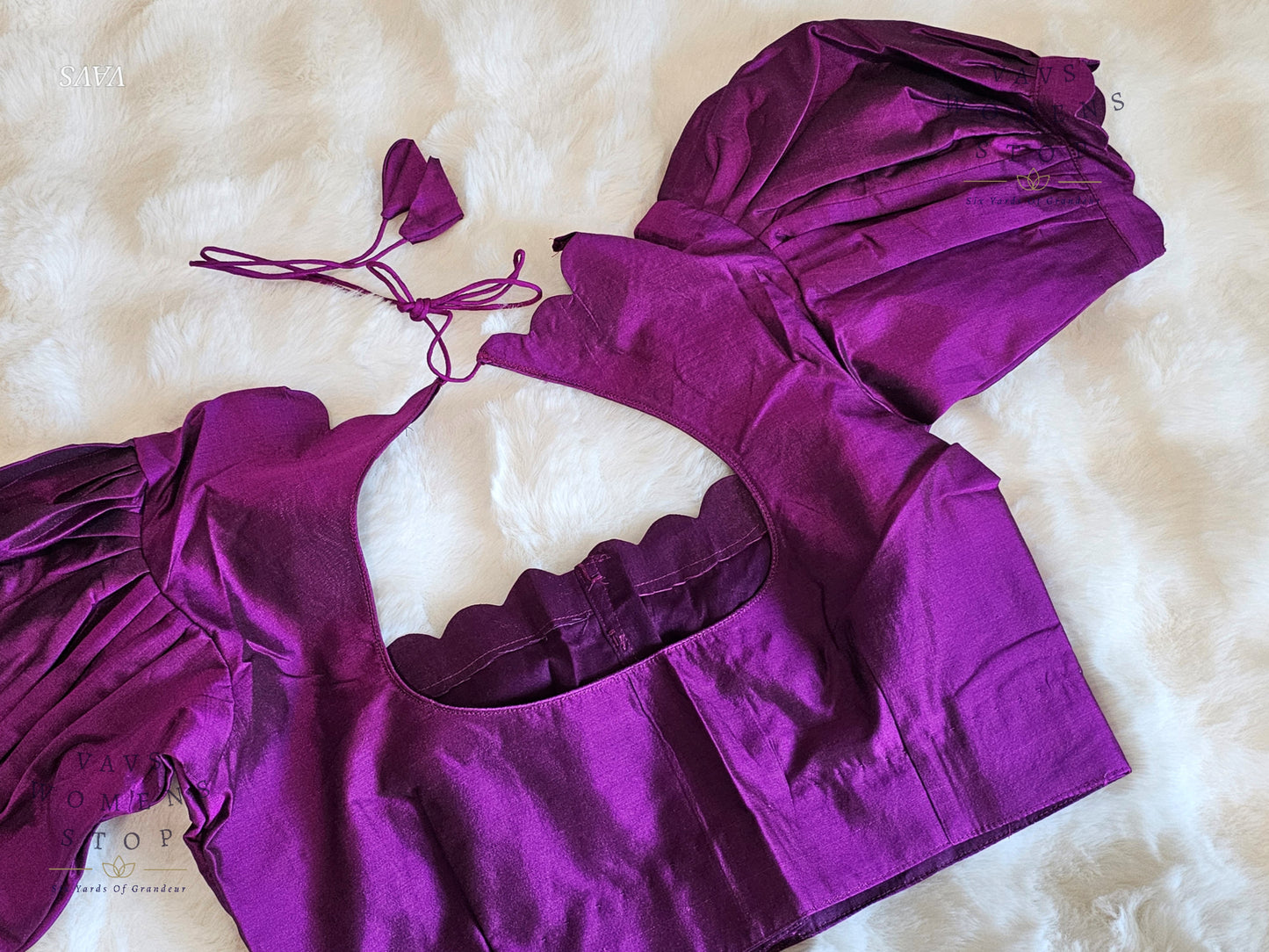 Purple Puff Sleeves Blouse