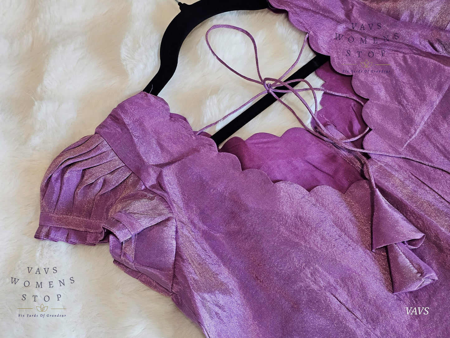 Lavender Shade Tissue Puff Sleeve Blouse