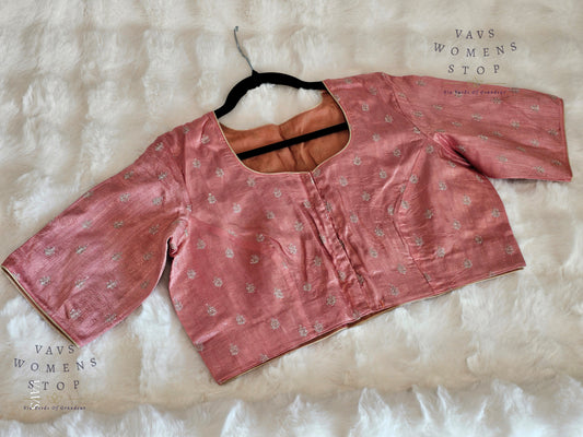 Peach Pink Raw Silk Blouse