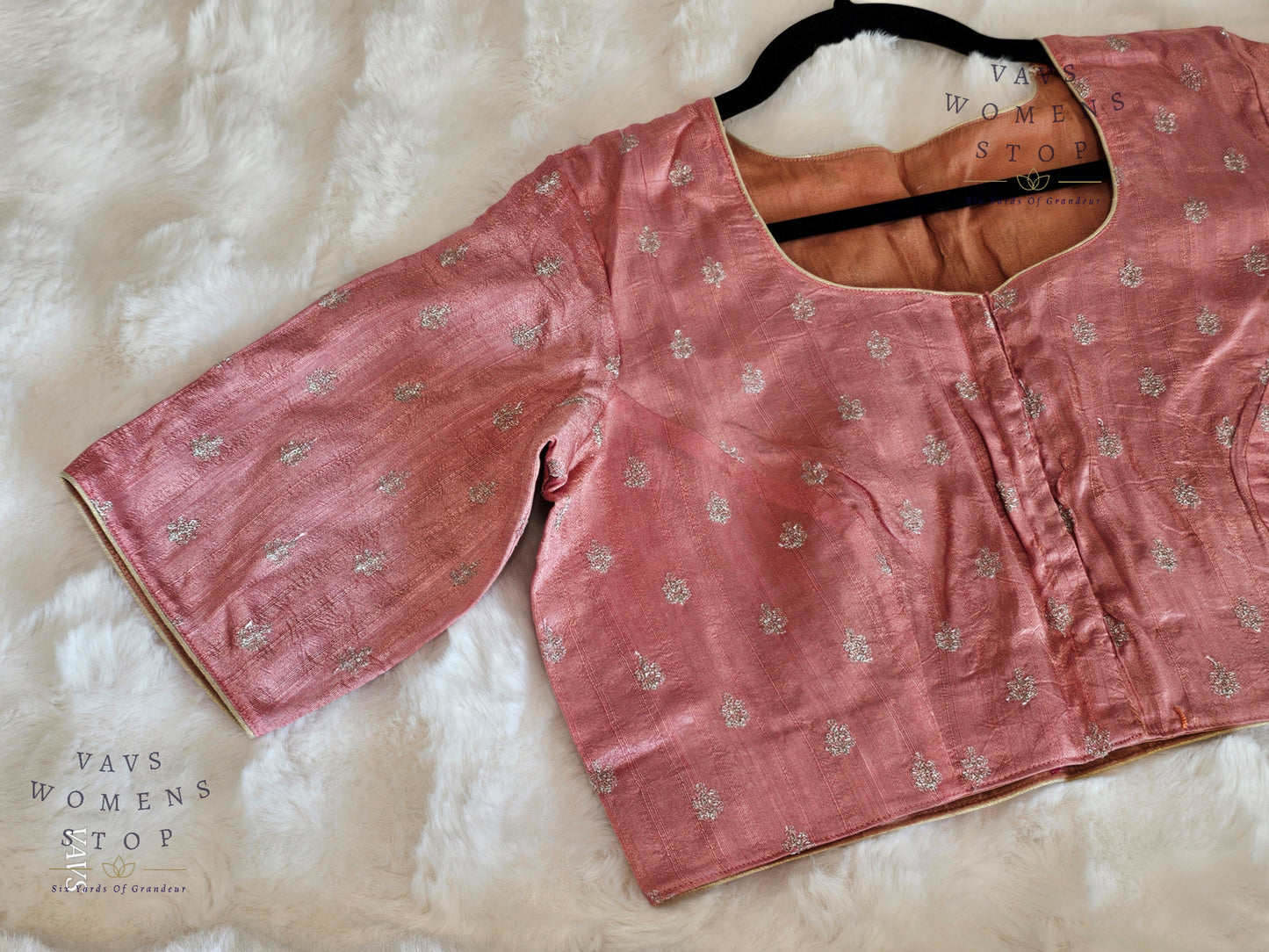 Peach Pink Raw Silk Blouse