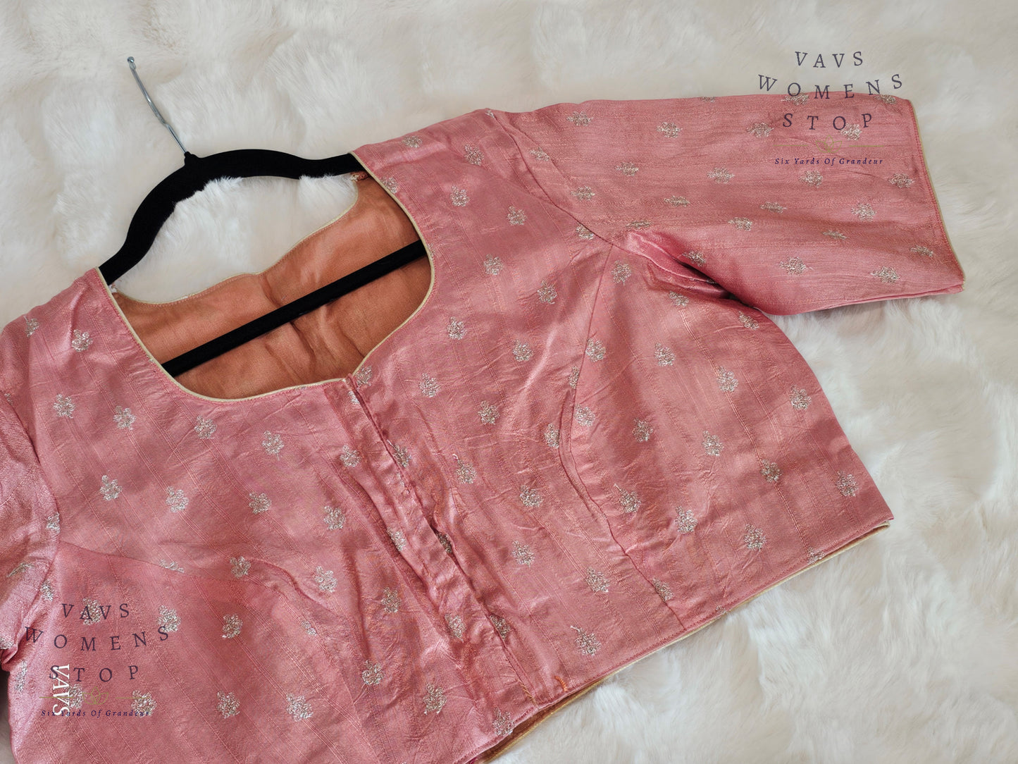 Peach Pink Raw Silk Blouse