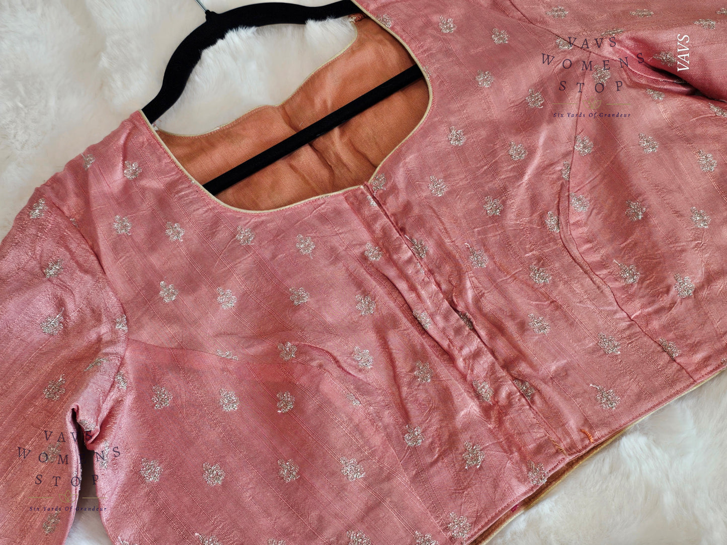 Peach Pink Raw Silk Blouse