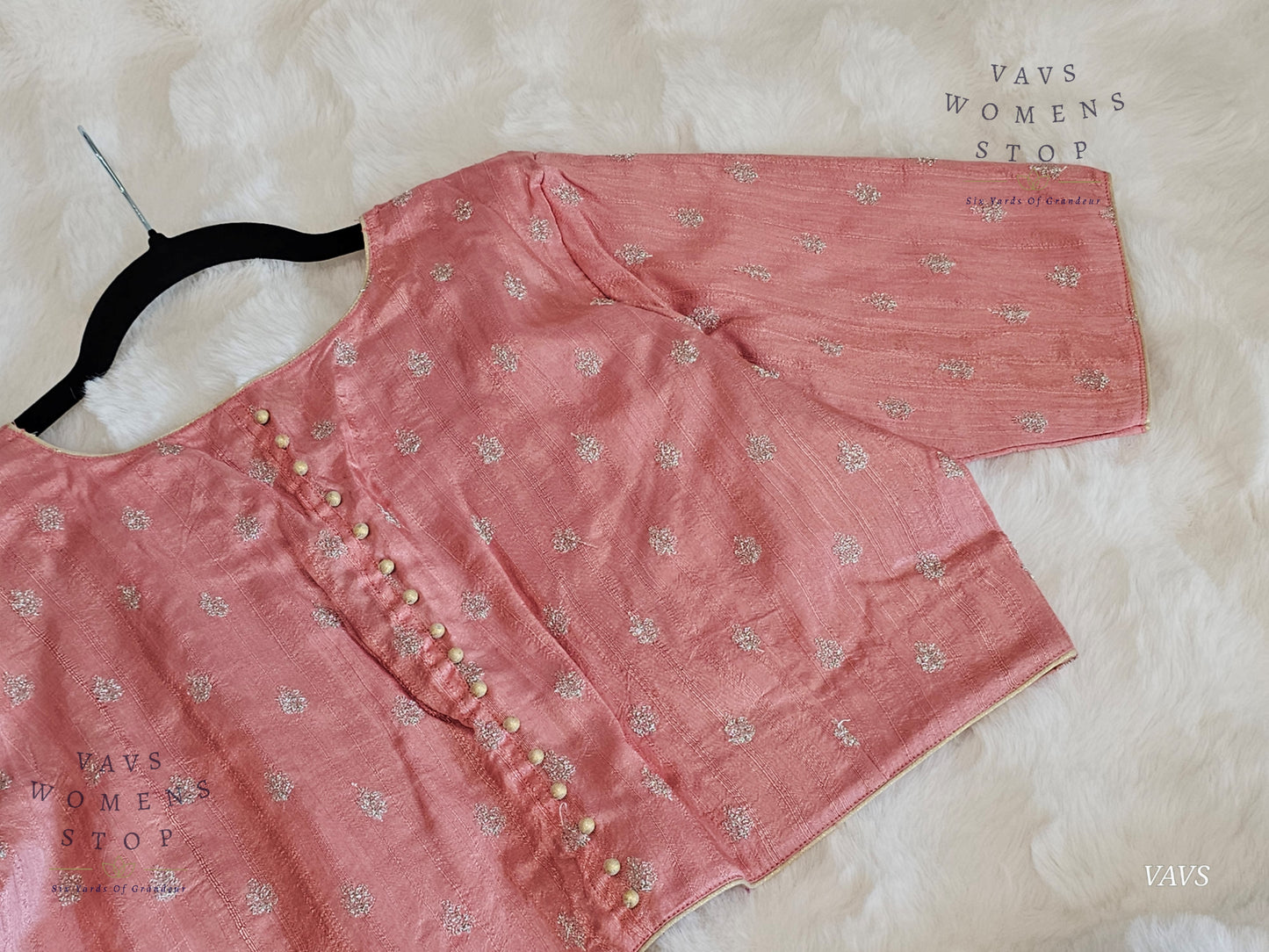 Peach Pink Raw Silk Blouse