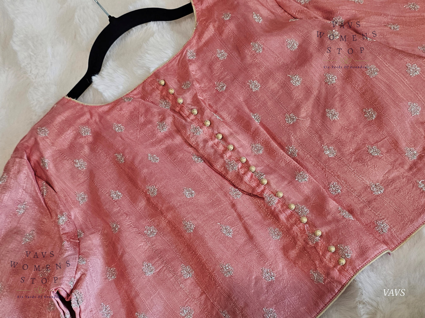 Peach Pink Raw Silk Blouse
