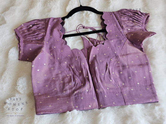 Lavender Shade Short Puff Sleeves Blouse
